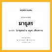 มาธุสร หมายถึงอะไร?, คำในภาษาไทย มาธุสร หมายถึง [มาทุสอน] น. มธุสร, เสียงหวาน.