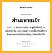 สำมะหาอะไร หมายถึงอะไร?, คำในภาษาไทย สำมะหาอะไร หมายถึง ว. นับประสาอะไร, จะพูดไปทำไมมี, จะกล่าวไปทำไม, เช่น งานเล็ก ๆ เช่นนี้ยังทำไม่สำเร็จ สำมะหาอะไรจะไปทำงานใหญ่, สำหาอะไร ก็ว่า.