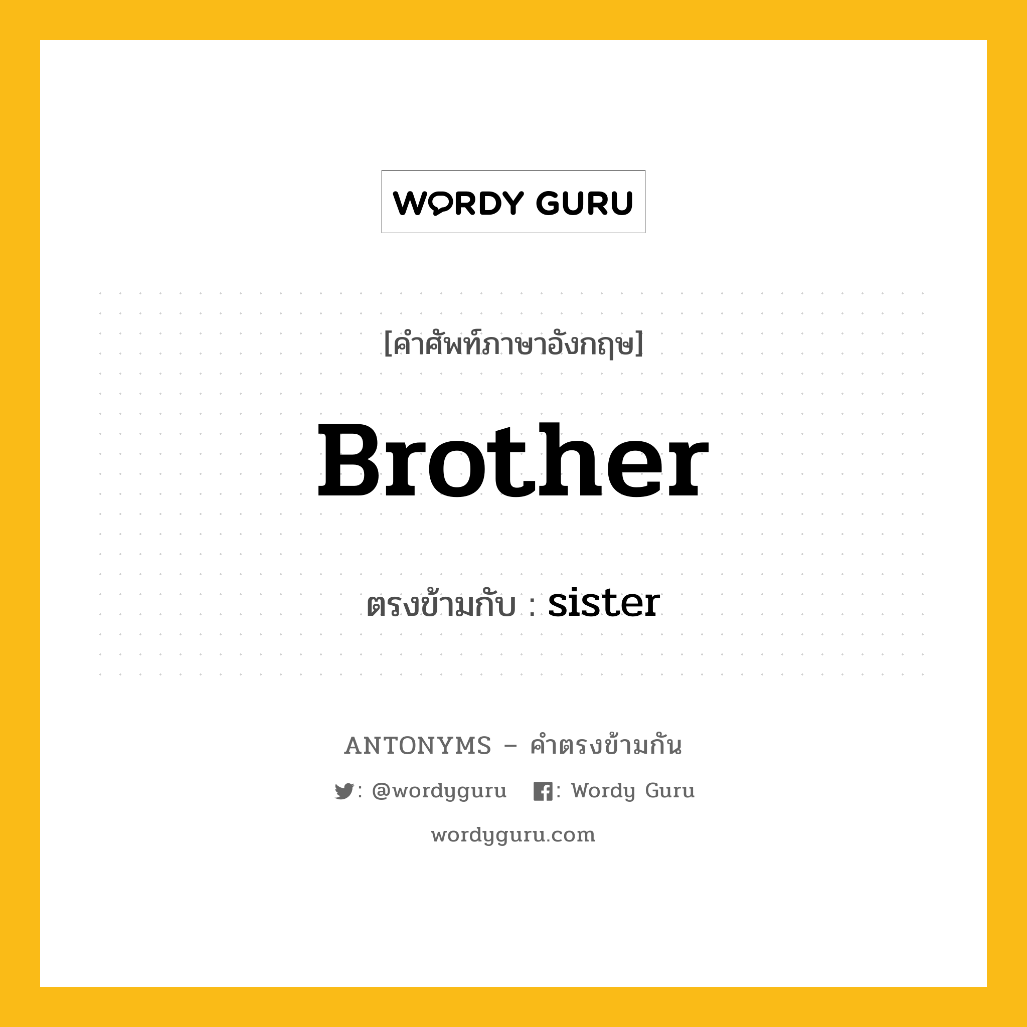 brother เป็นคำตรงข้ามกับคำไหนบ้าง?, คำศัพท์ภาษาอังกฤษที่มีความหมายตรงข้ามกัน brother ตรงข้ามกับ sister หมวด sister