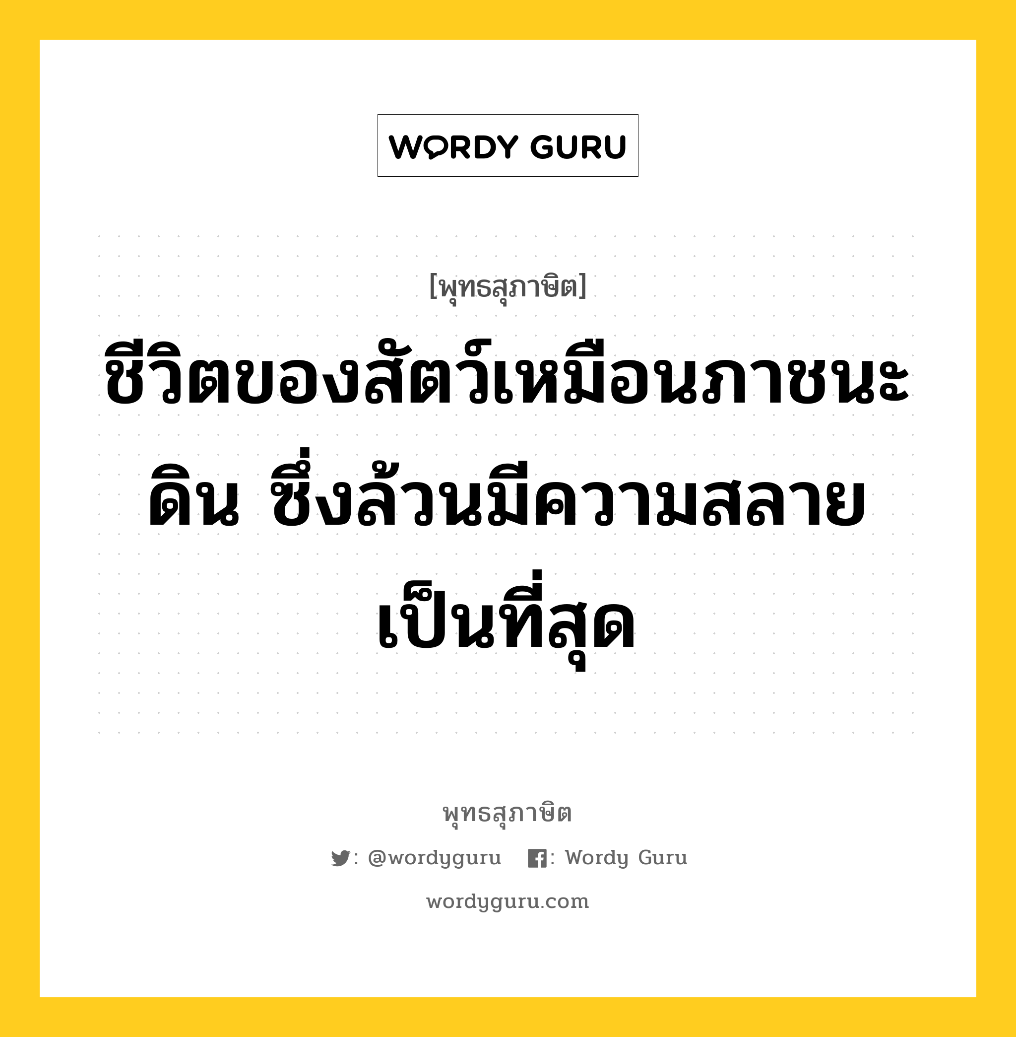 ชีวิตของสัตว์เหมือนภาชนะดิน ซึ่งล้วนมีความสลายเป็นที่สุด หมายถึงอะไร?, พุทธสุภาษิต ชีวิตของสัตว์เหมือนภาชนะดิน ซึ่งล้วนมีความสลายเป็นที่สุด หมวดหมู่ หมวดชีวิต-ความตาย หมวด หมวดชีวิต-ความตาย