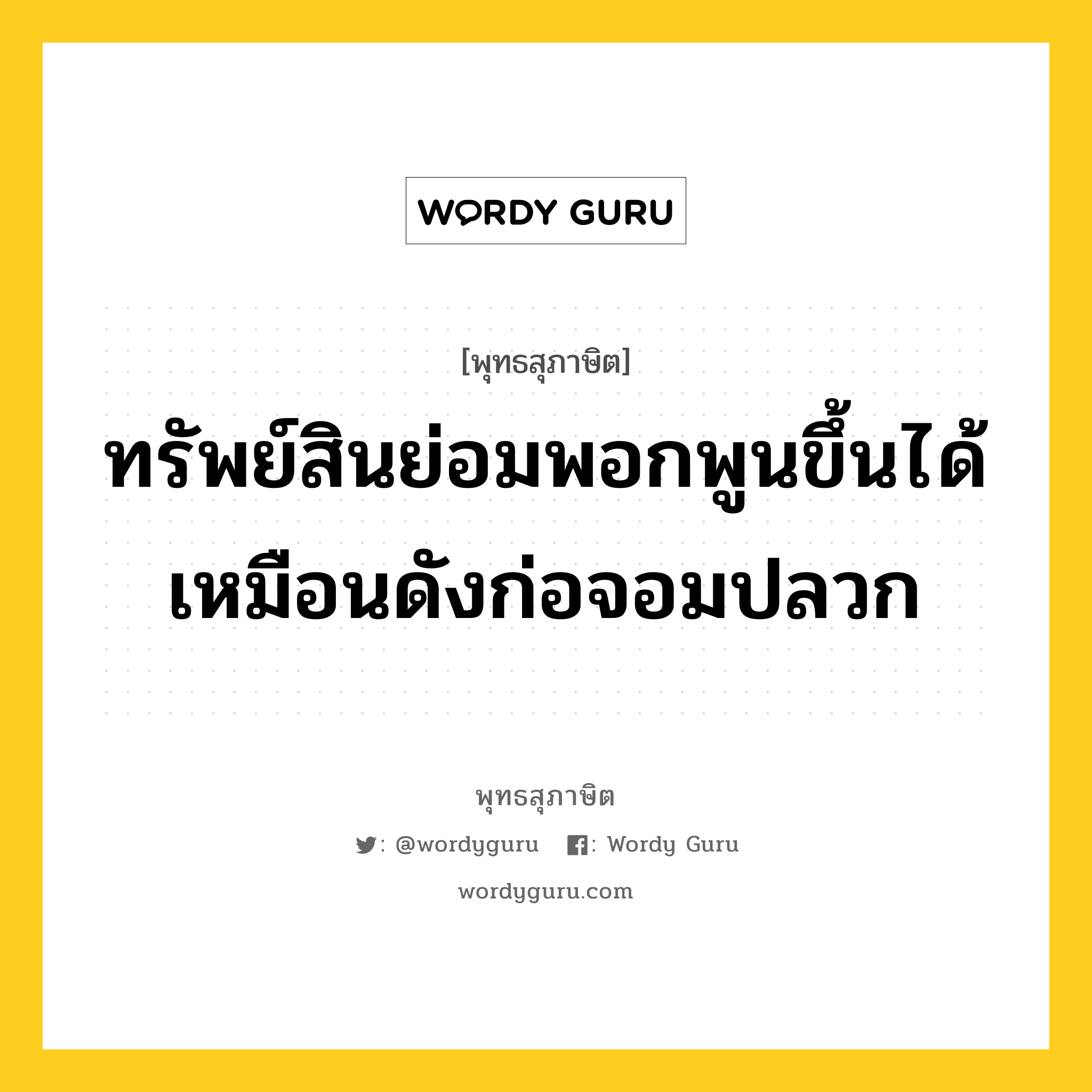 ทรัพย์สินย่อมพอกพูนขึ้นได้ เหมือนดังก่อจอมปลวก หมายถึงอะไร?, พุทธสุภาษิต ทรัพย์สินย่อมพอกพูนขึ้นได้ เหมือนดังก่อจอมปลวก หมวดหมู่ หมวดสร้างตัว หมวด หมวดสร้างตัว