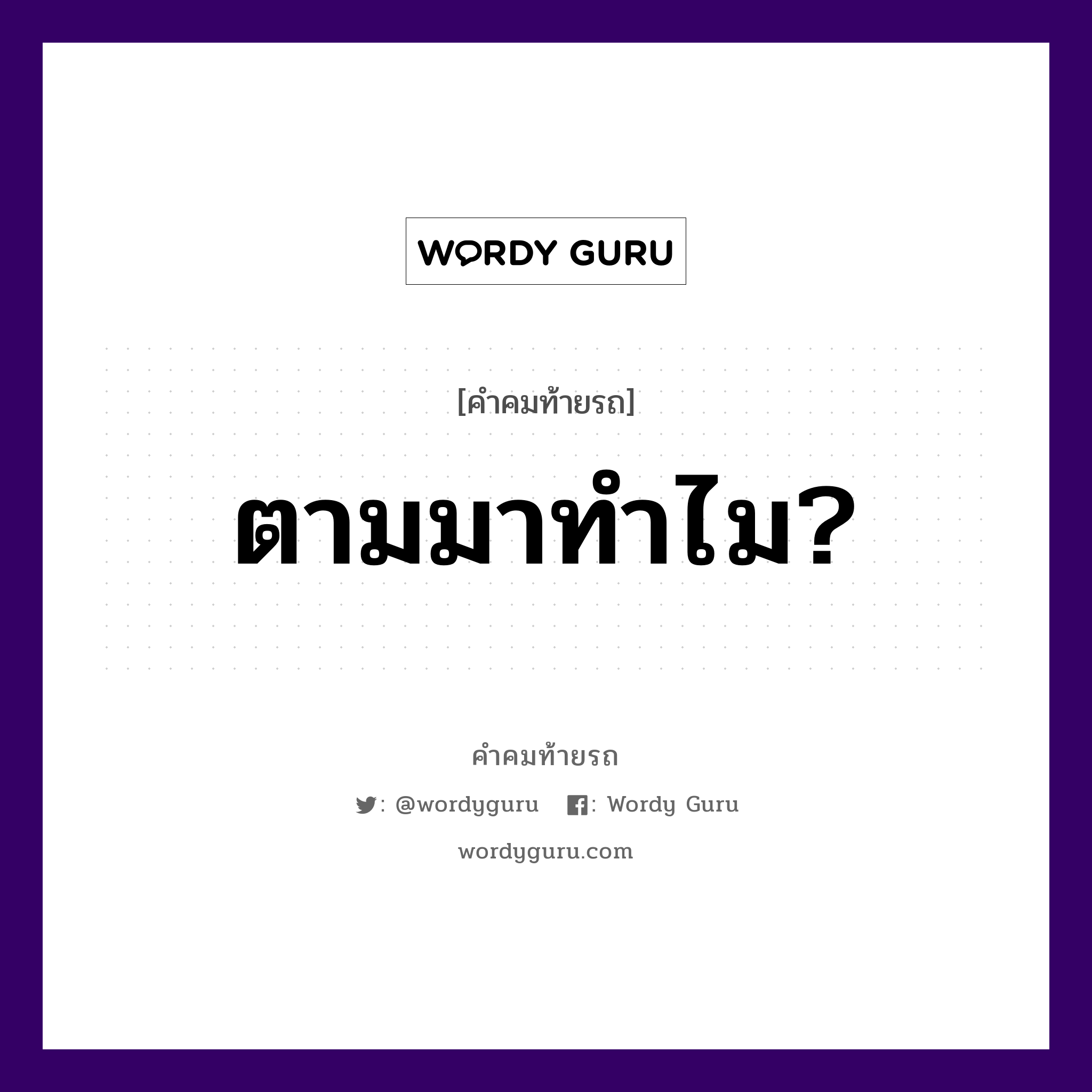 ตามมาทำไม?, คำคมท้ายรถ ตามมาทำไม?