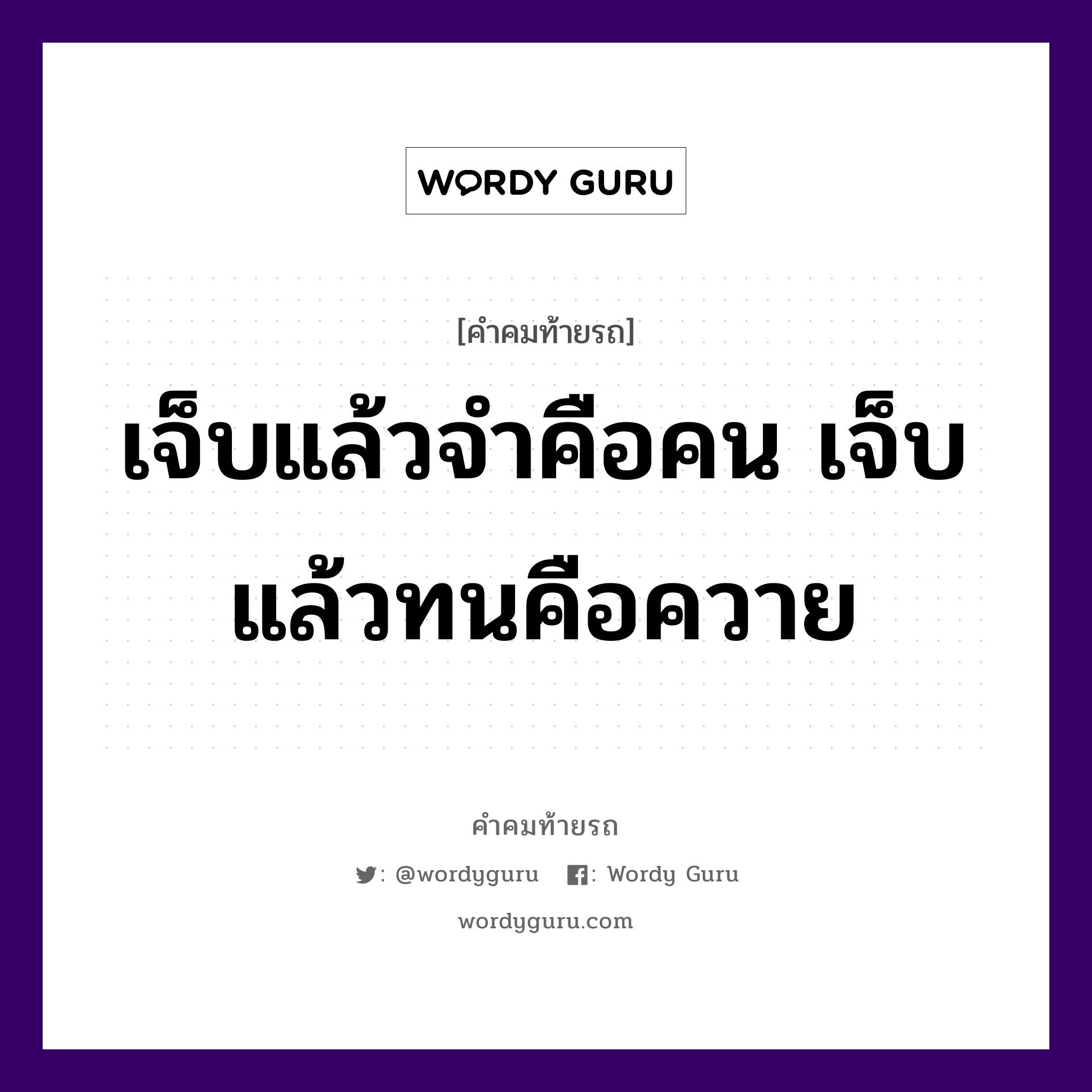 เจ็บแล้วจำคือคน เจ็บแล้วทนคือควาย, คำคมท้ายรถ เจ็บแล้วจำคือคน เจ็บแล้วทนคือควาย