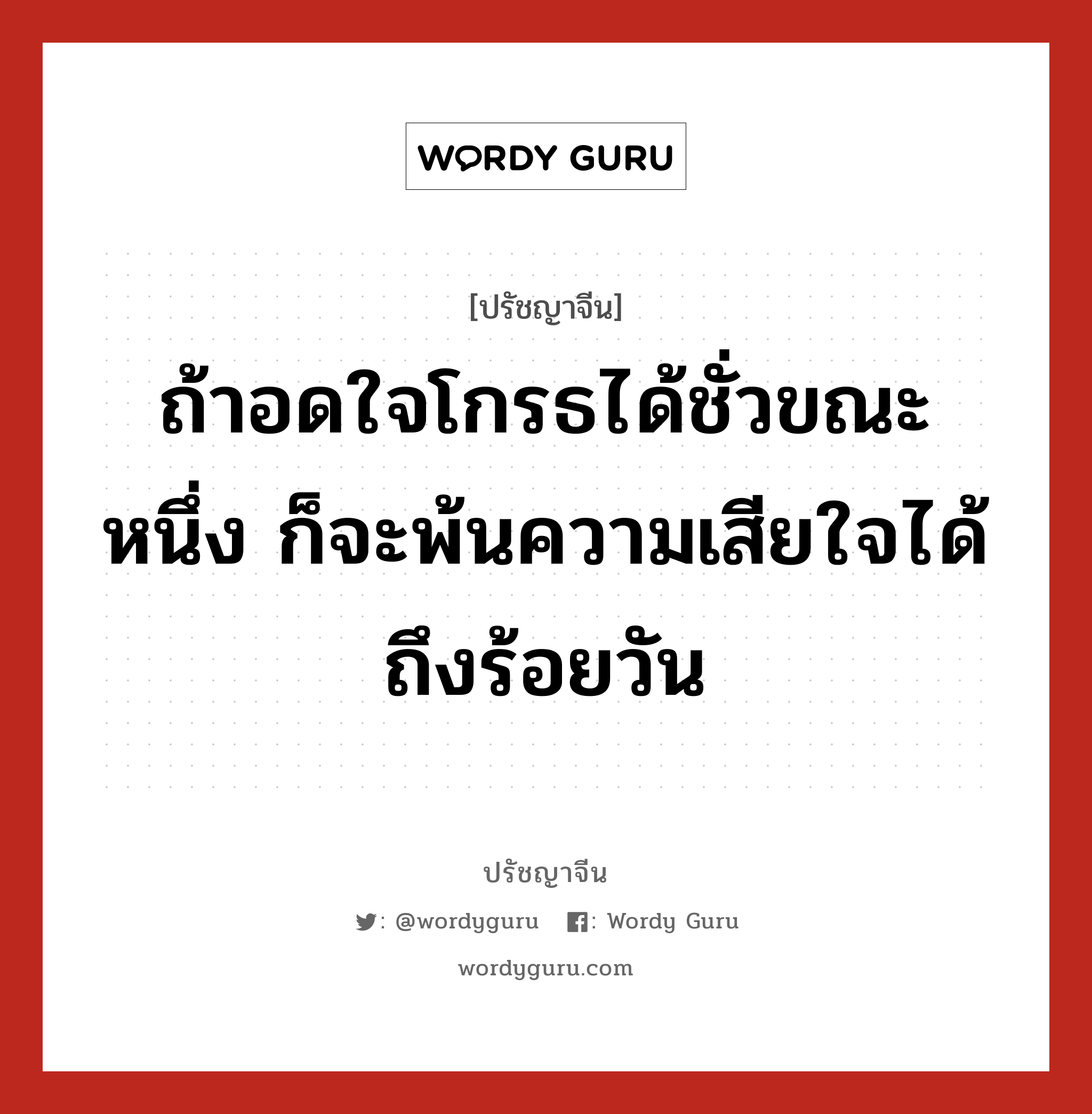 ถ้าอดใจโกรธได้ชั่วขณะหนึ่ง ก็จะพ้นความเสียใจได้ถึงร้อยวัน, ปรัชญาจีน ถ้าอดใจโกรธได้ชั่วขณะหนึ่ง ก็จะพ้นความเสียใจได้ถึงร้อยวัน