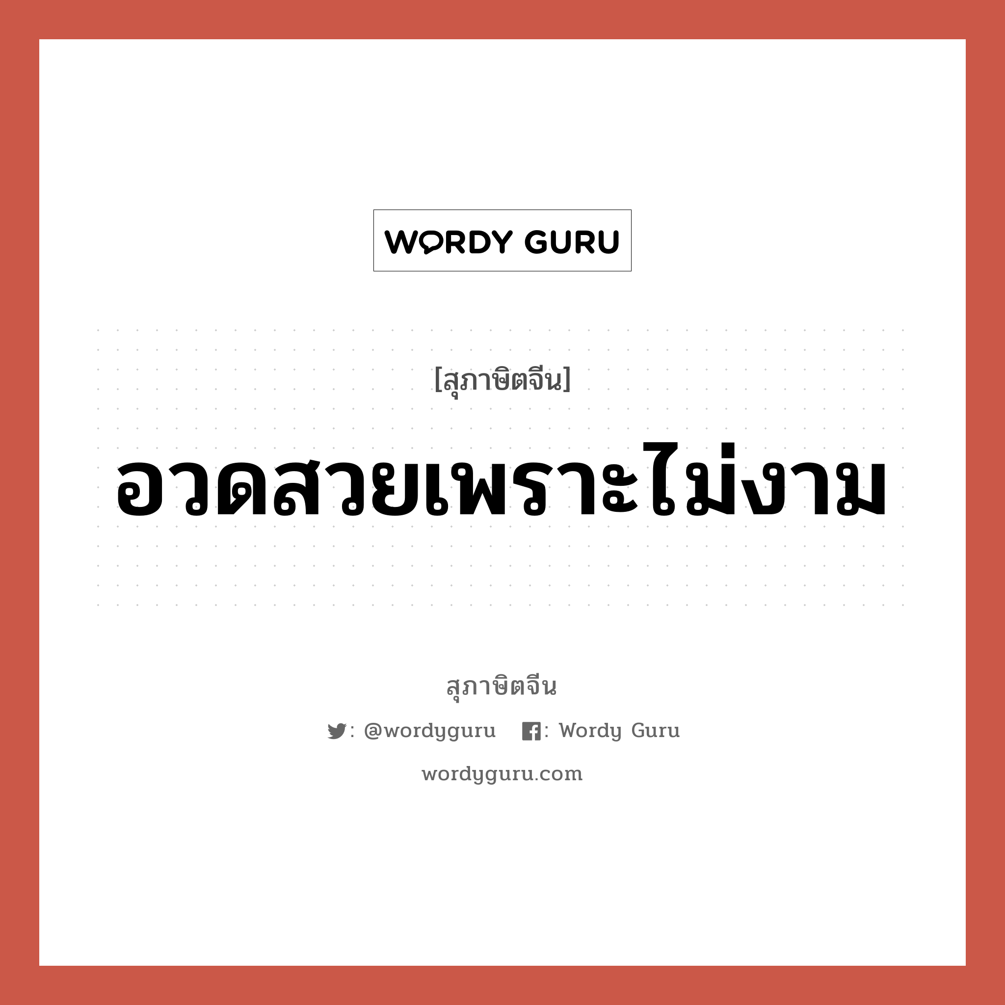 อวดสวยเพราะไม่งาม, สุภาษิตจีน อวดสวยเพราะไม่งาม