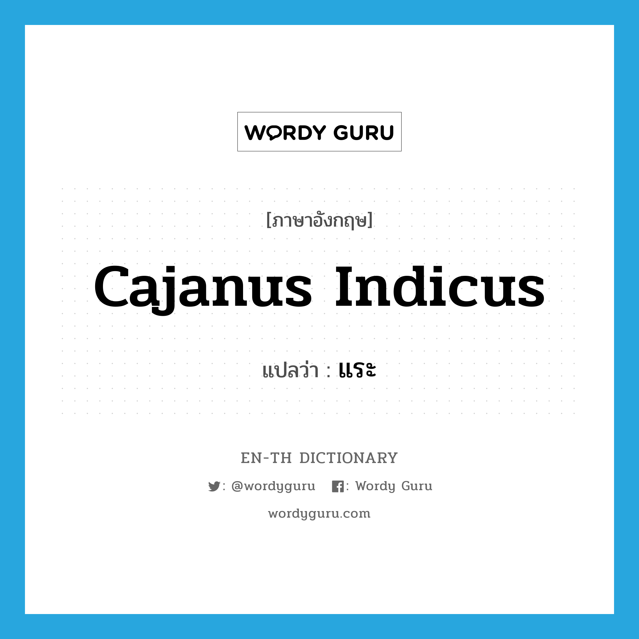 Cajanus indicus แปลว่า?, คำศัพท์ภาษาอังกฤษ Cajanus indicus แปลว่า แระ ประเภท N หมวด N