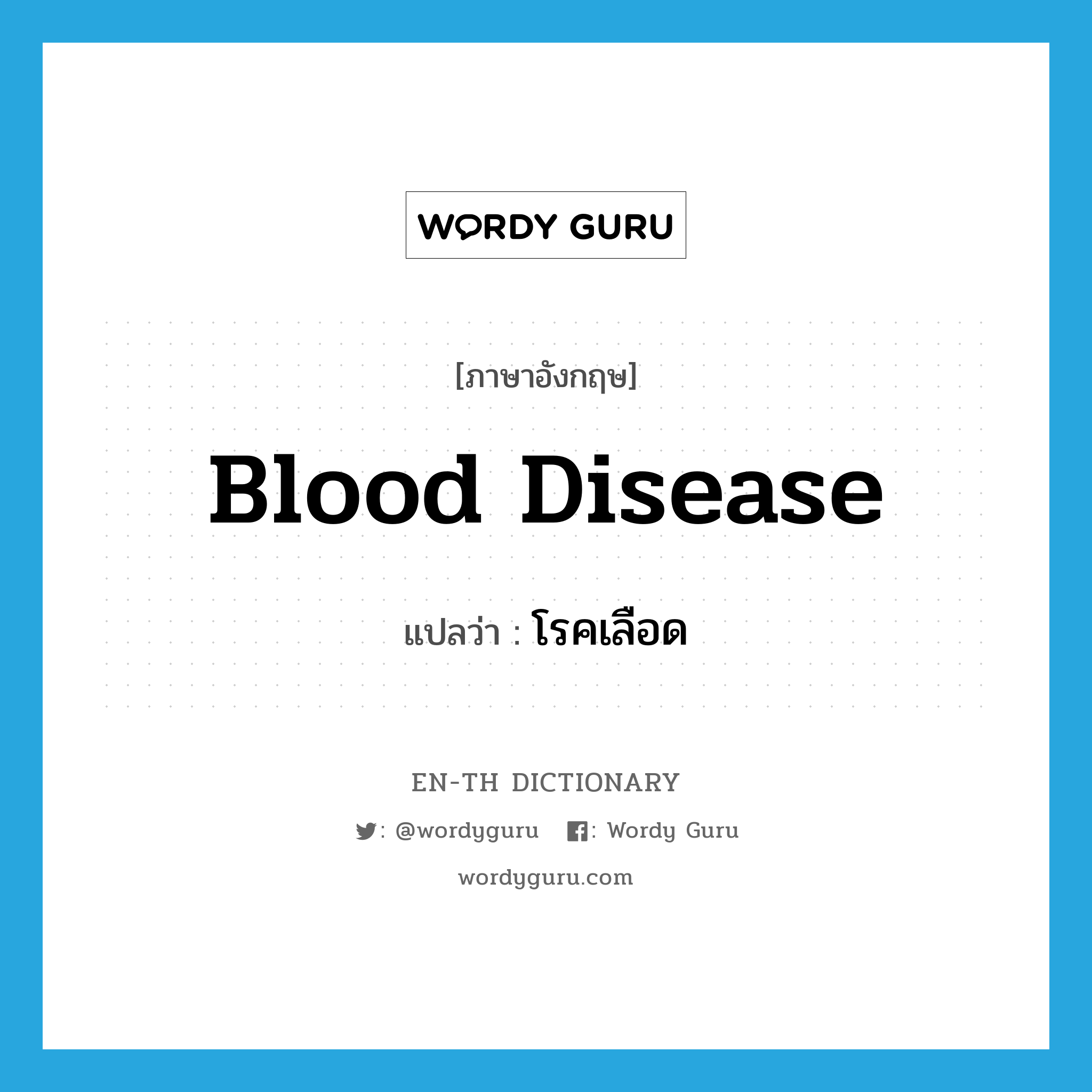 blood disease แปลว่า?, คำศัพท์ภาษาอังกฤษ blood disease แปลว่า โรคเลือด ประเภท N หมวด N