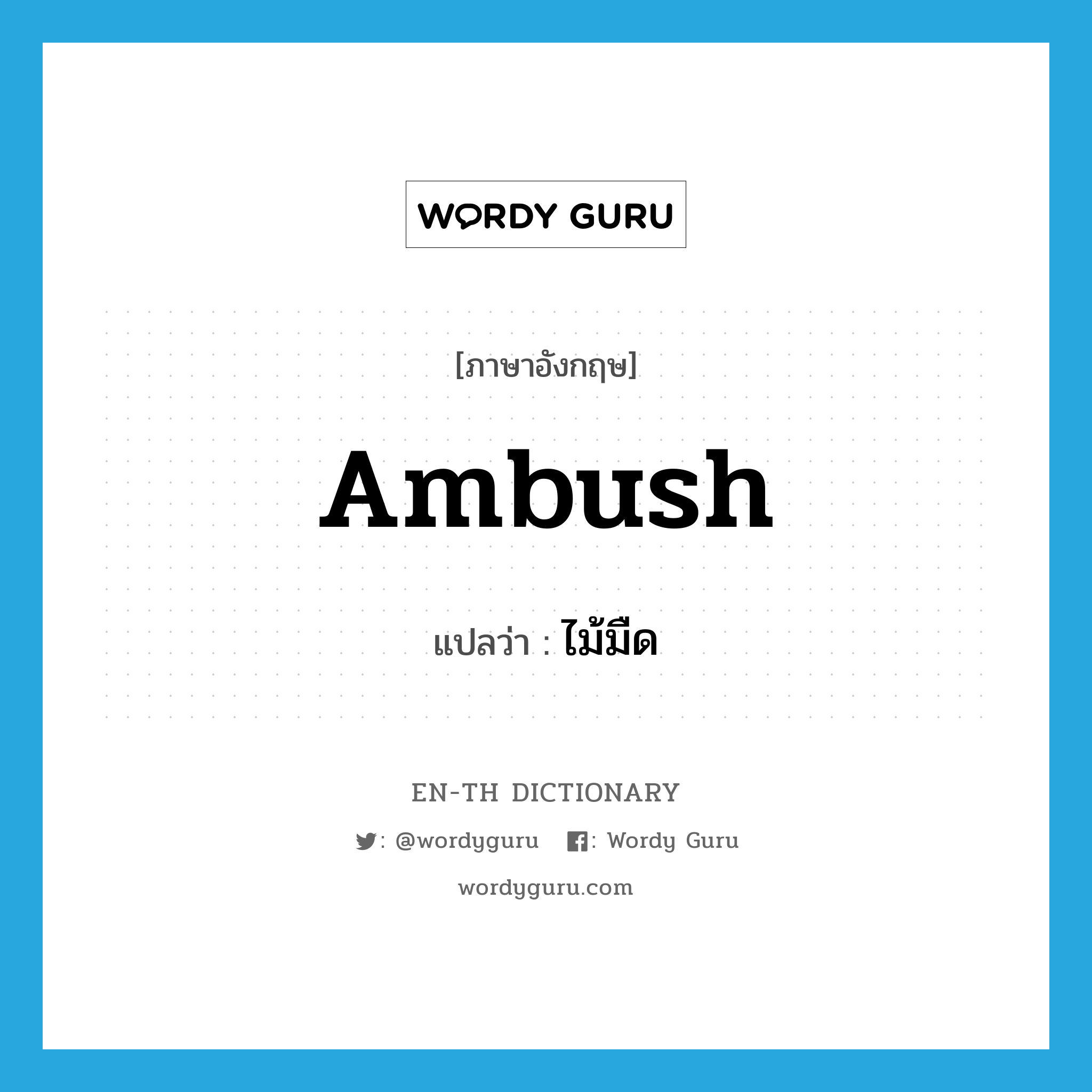 ambush แปลว่า?, คำศัพท์ภาษาอังกฤษ ambush แปลว่า ไม้มืด ประเภท N หมวด N