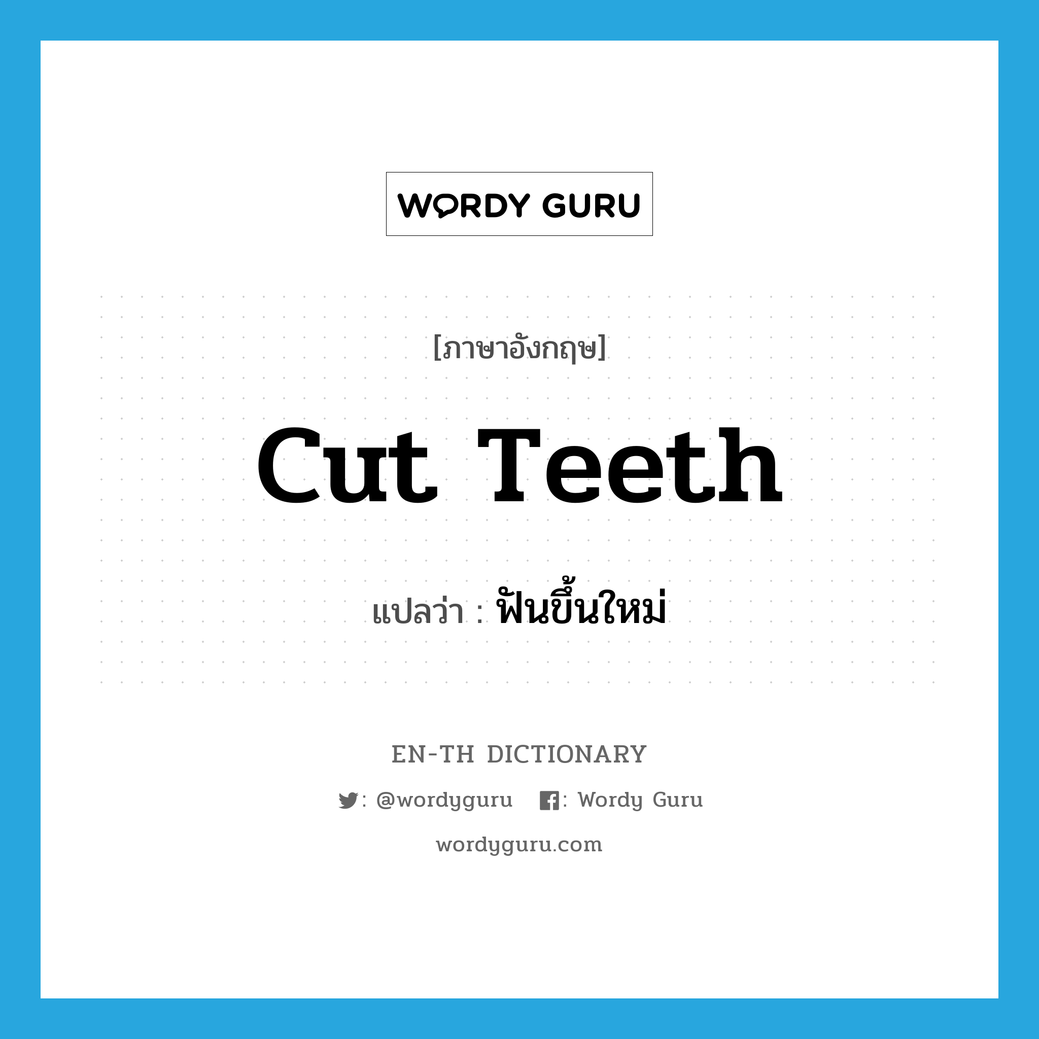 cut teeth แปลว่า?, คำศัพท์ภาษาอังกฤษ cut teeth แปลว่า ฟันขึ้นใหม่ ประเภท IDM หมวด IDM