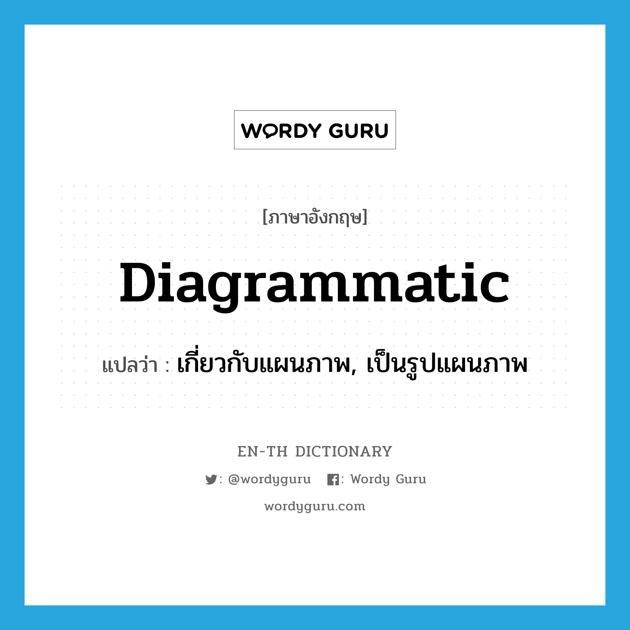 diagrammatic แปลว่า?, คำศัพท์ภาษาอังกฤษ diagrammatic แปลว่า เกี่ยวกับแผนภาพ, เป็นรูปแผนภาพ ประเภท ADJ หมวด ADJ