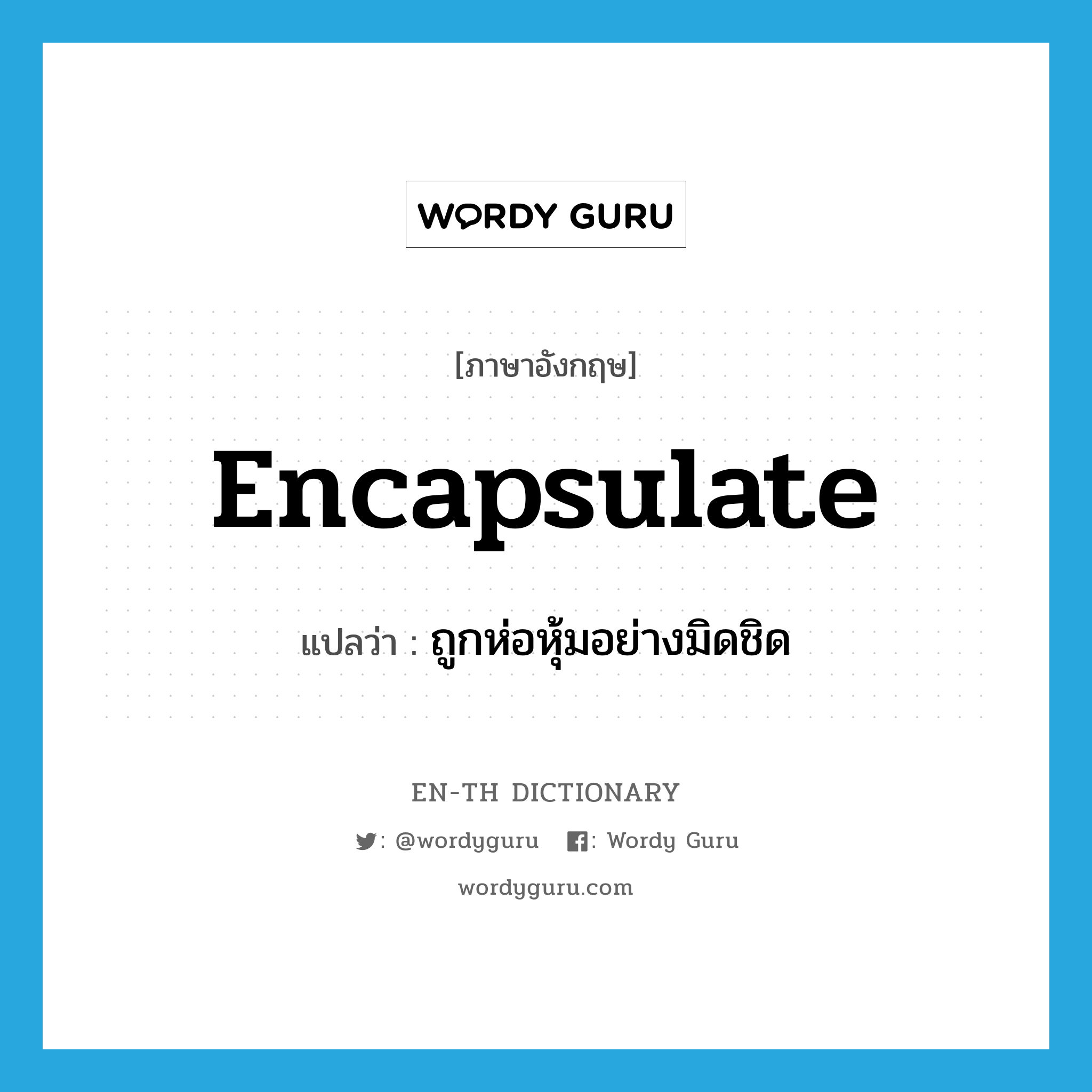 encapsulate แปลว่า?, คำศัพท์ภาษาอังกฤษ encapsulate แปลว่า ถูกห่อหุ้มอย่างมิดชิด ประเภท VI หมวด VI