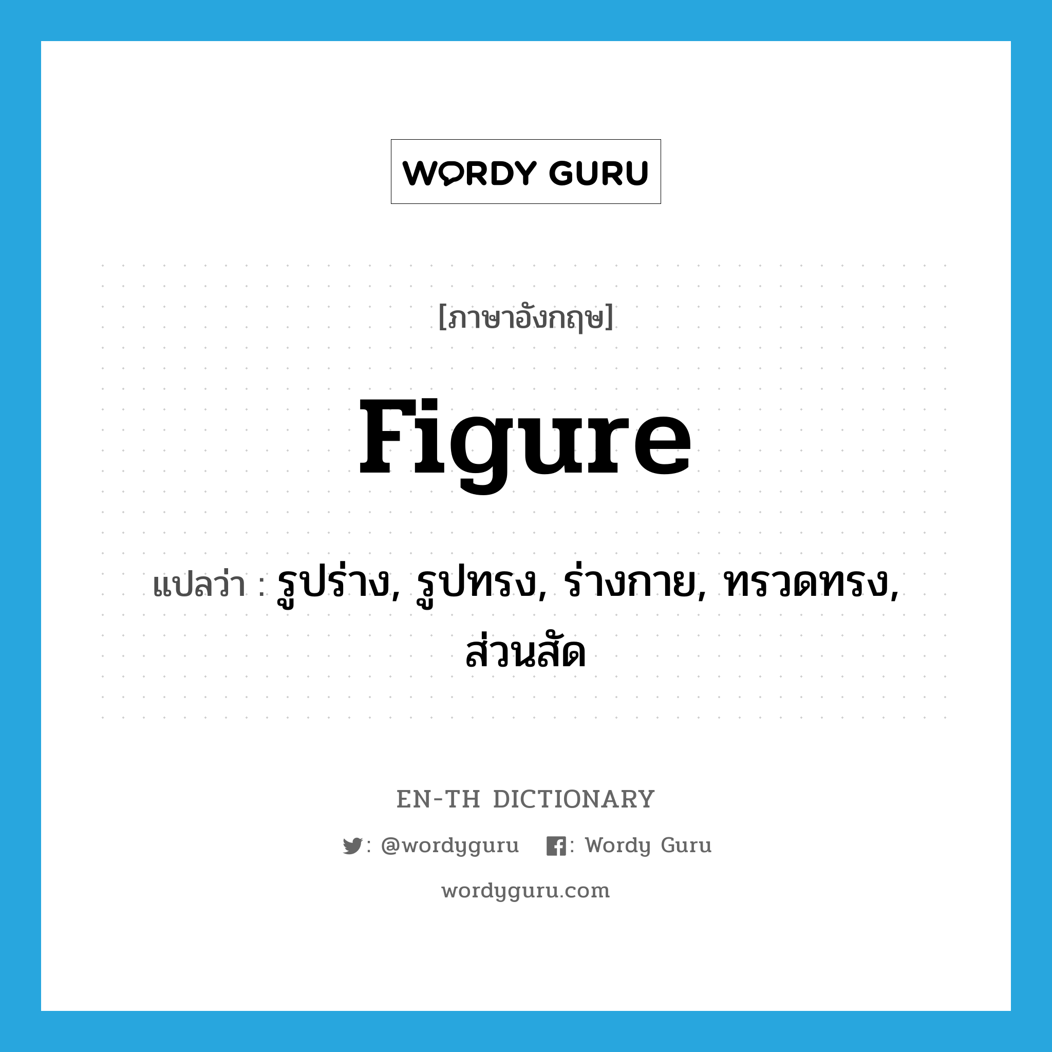 figure แปลว่า?, คำศัพท์ภาษาอังกฤษ figure แปลว่า รูปร่าง, รูปทรง, ร่างกาย, ทรวดทรง, ส่วนสัด ประเภท N หมวด N