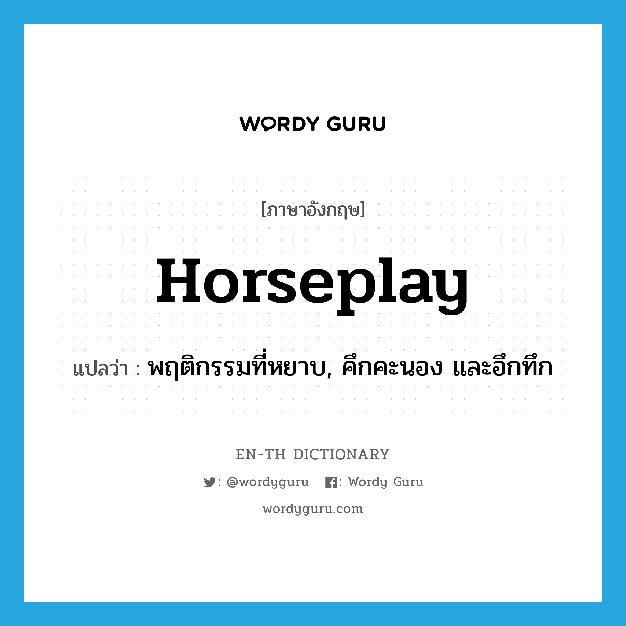 horseplay แปลว่า?, คำศัพท์ภาษาอังกฤษ horseplay แปลว่า พฤติกรรมที่หยาบ, คึกคะนอง และอึกทึก ประเภท N หมวด N