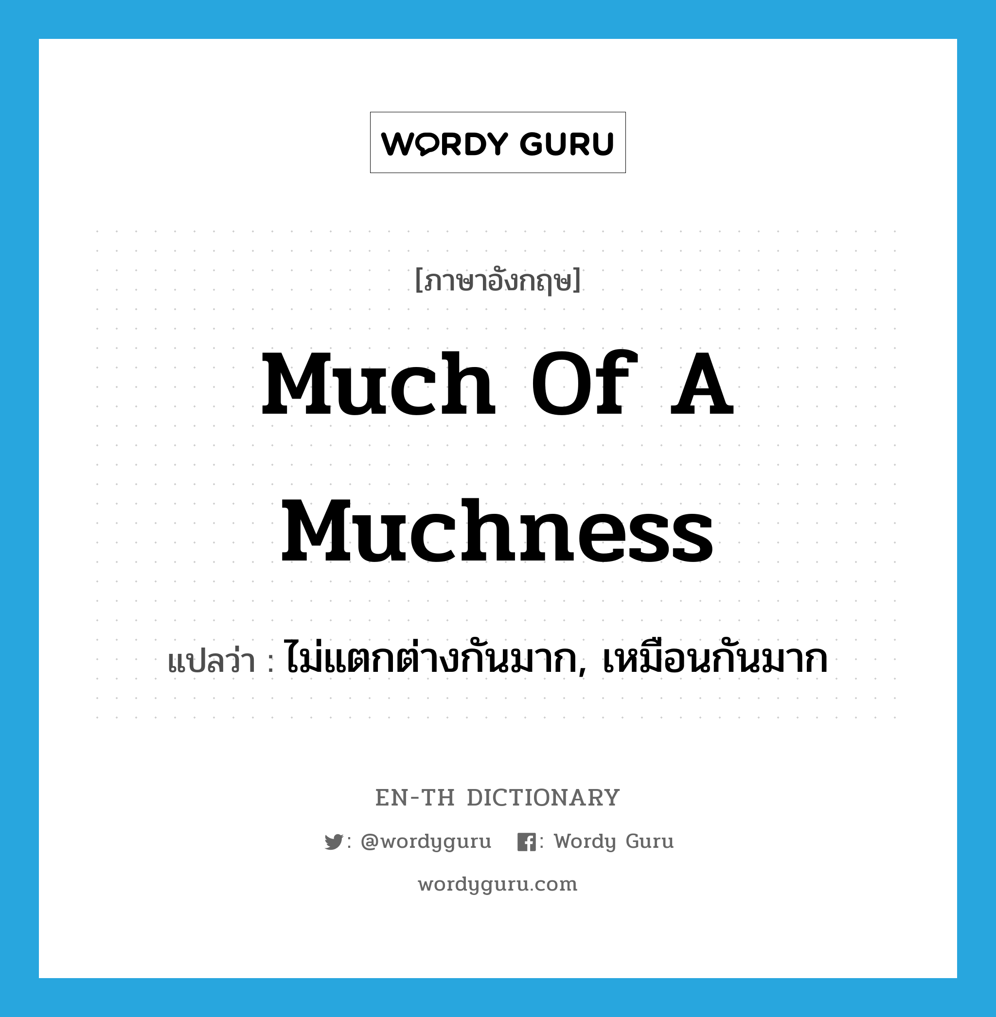 much of a muchness แปลว่า?, คำศัพท์ภาษาอังกฤษ much of a muchness แปลว่า ไม่แตกต่างกันมาก, เหมือนกันมาก ประเภท IDM หมวด IDM