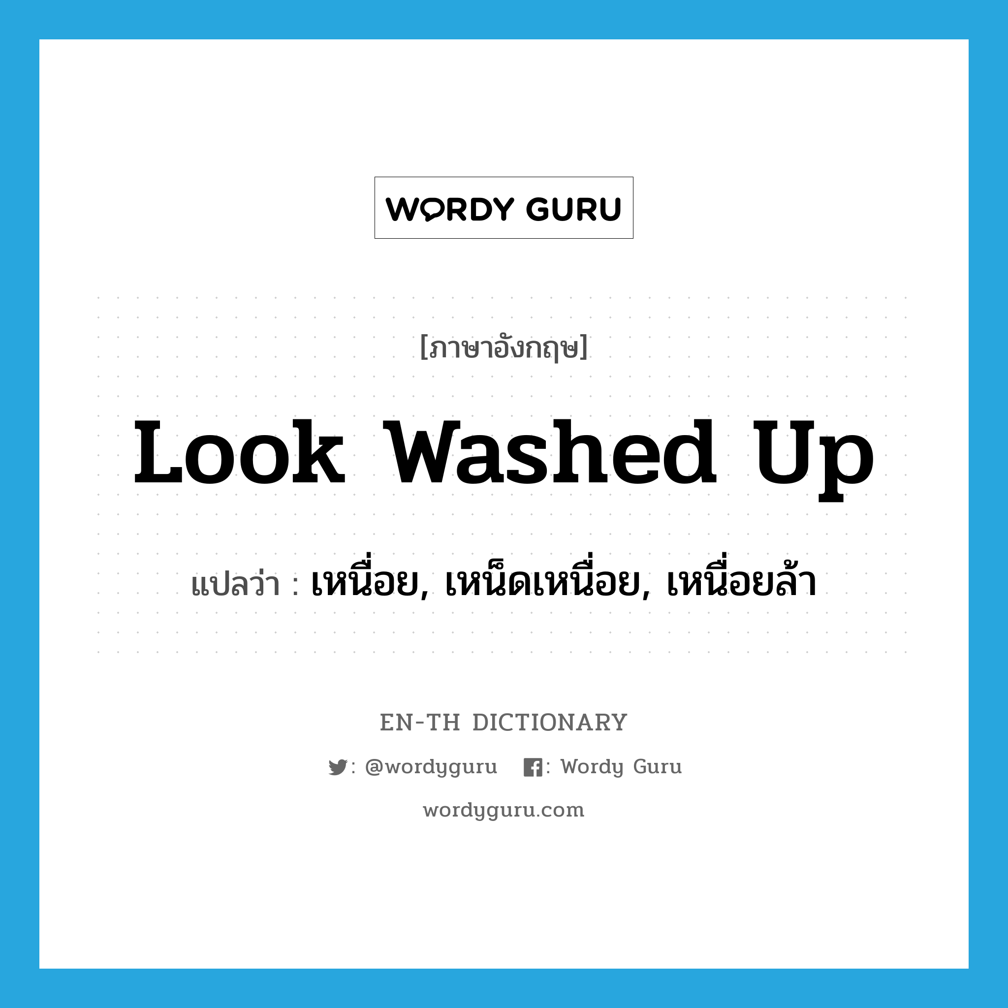 look washed up แปลว่า?, คำศัพท์ภาษาอังกฤษ look washed up แปลว่า เหนื่อย, เหน็ดเหนื่อย, เหนื่อยล้า ประเภท PHRV หมวด PHRV