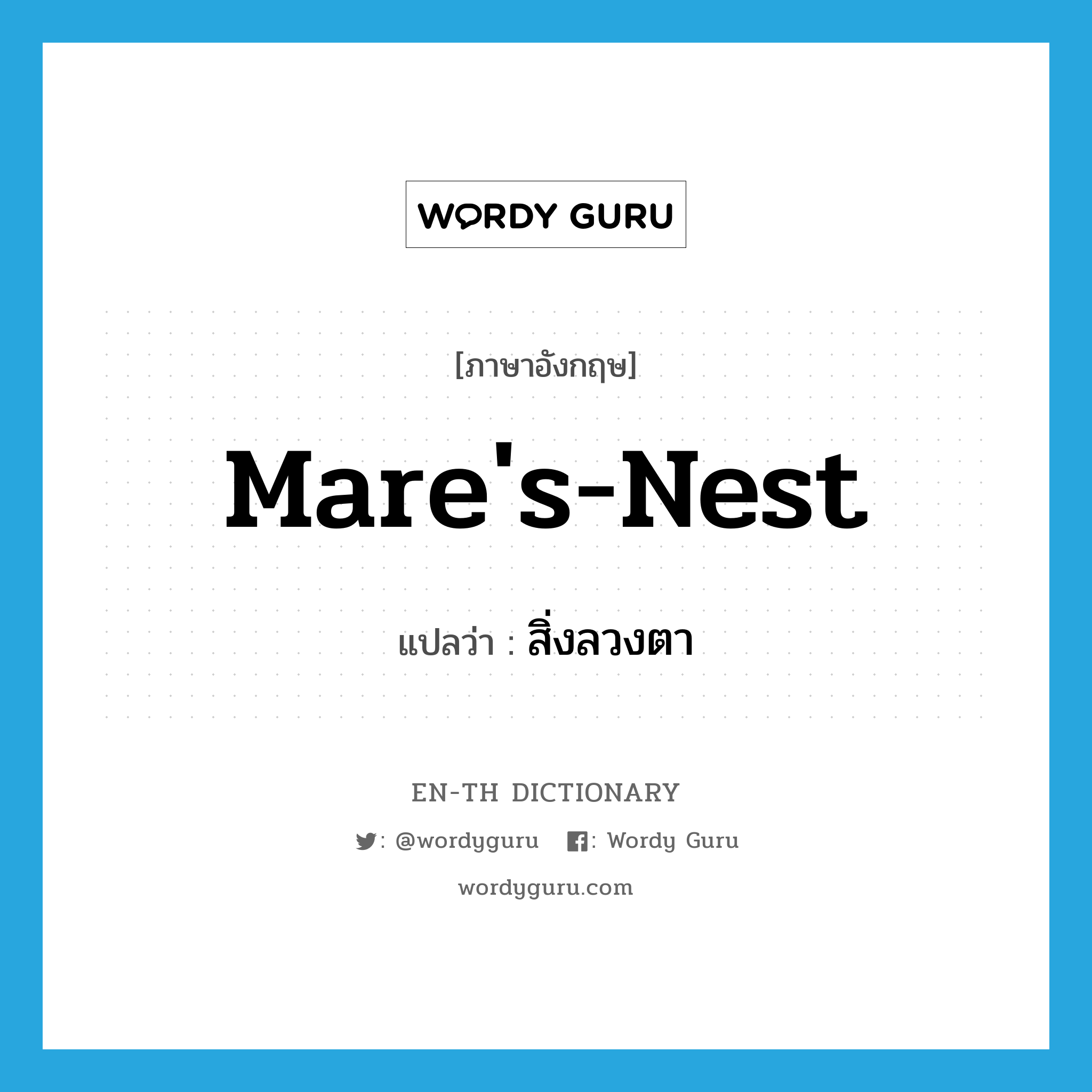 mare&#39;s-nest แปลว่า?, คำศัพท์ภาษาอังกฤษ mare&#39;s-nest แปลว่า สิ่งลวงตา ประเภท N หมวด N