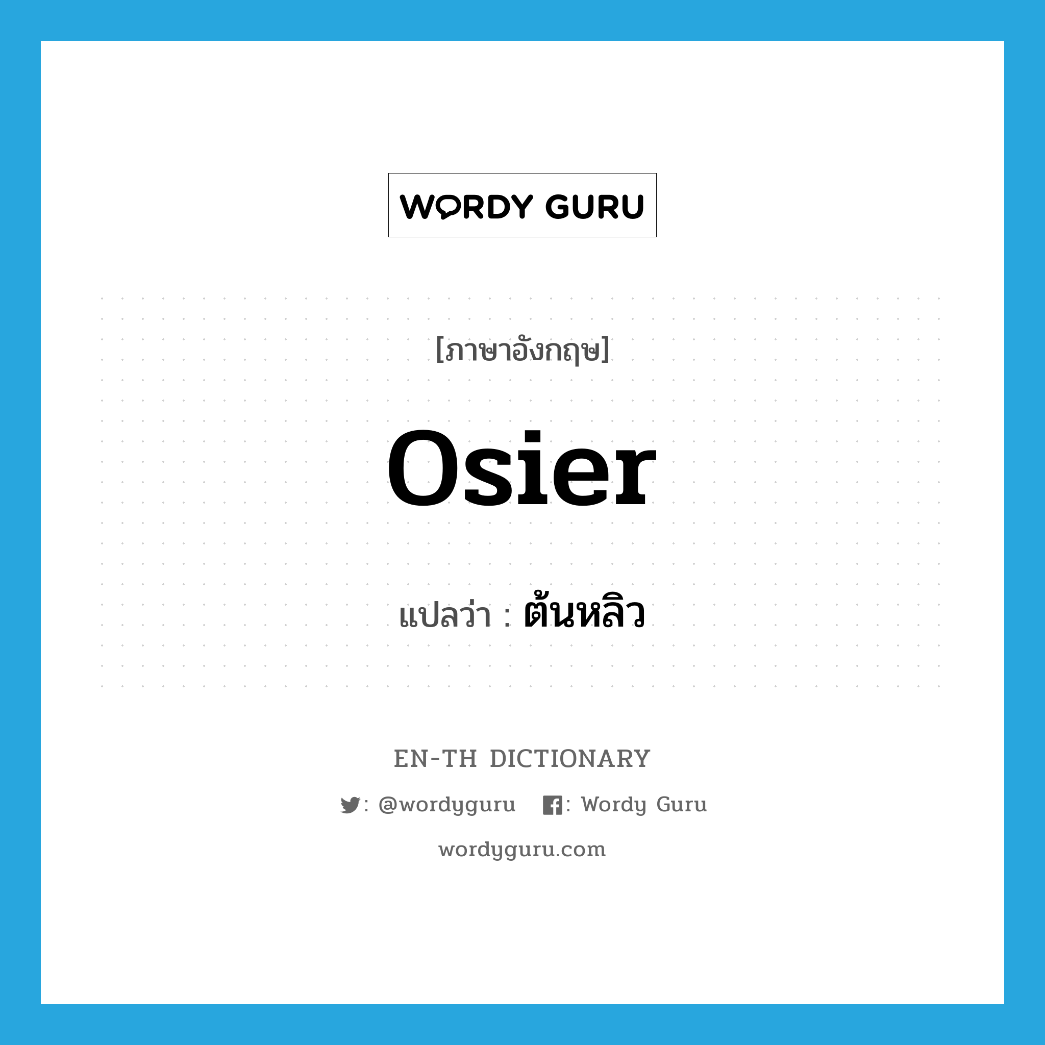 osier แปลว่า?, คำศัพท์ภาษาอังกฤษ osier แปลว่า ต้นหลิว ประเภท N หมวด N