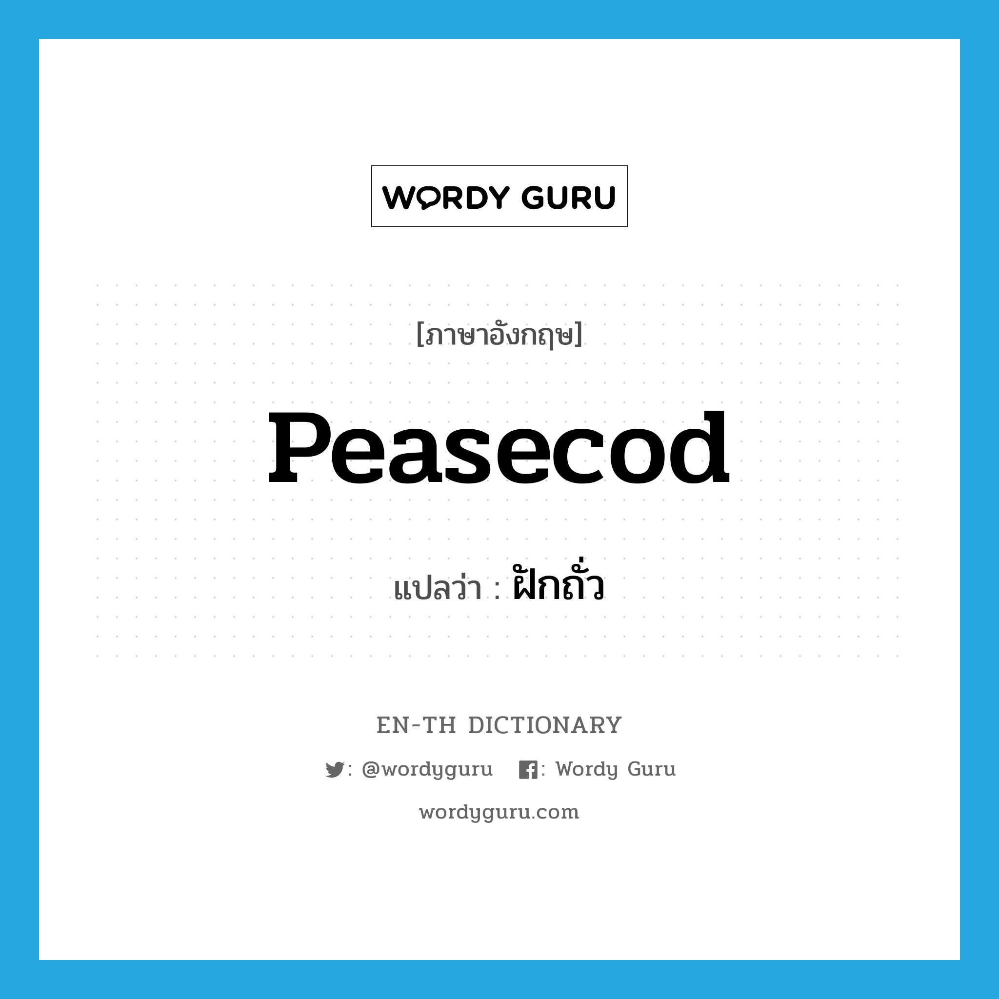 peasecod แปลว่า?, คำศัพท์ภาษาอังกฤษ peasecod แปลว่า ฝักถั่ว ประเภท N หมวด N