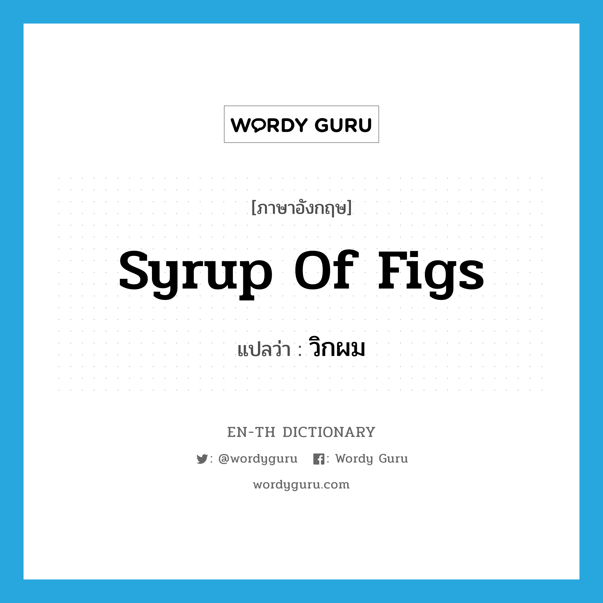 syrup of figs แปลว่า?, คำศัพท์ภาษาอังกฤษ syrup of figs แปลว่า วิกผม ประเภท SL หมวด SL