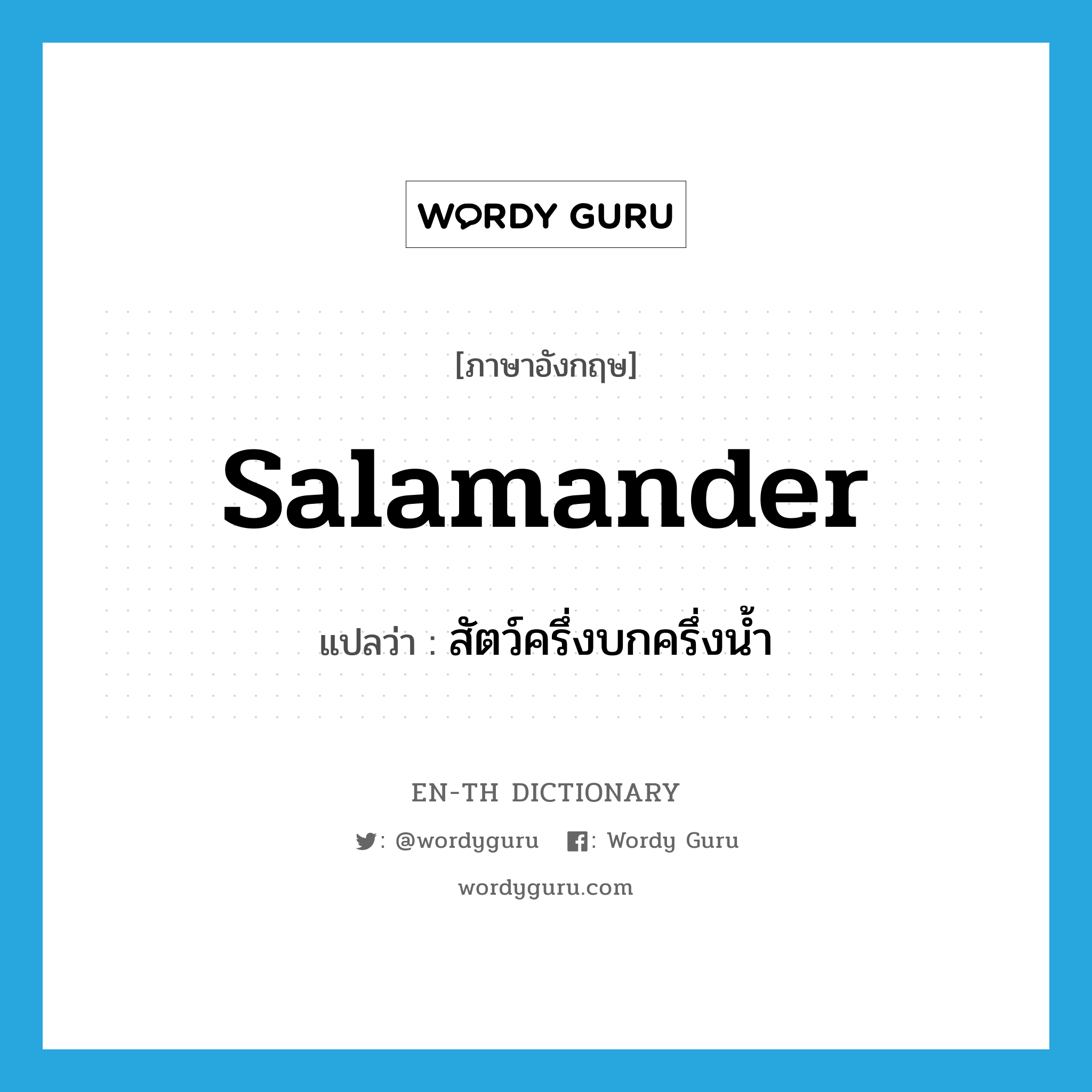 salamander แปลว่า?, คำศัพท์ภาษาอังกฤษ salamander แปลว่า สัตว์ครึ่งบกครึ่งน้ำ ประเภท N หมวด N