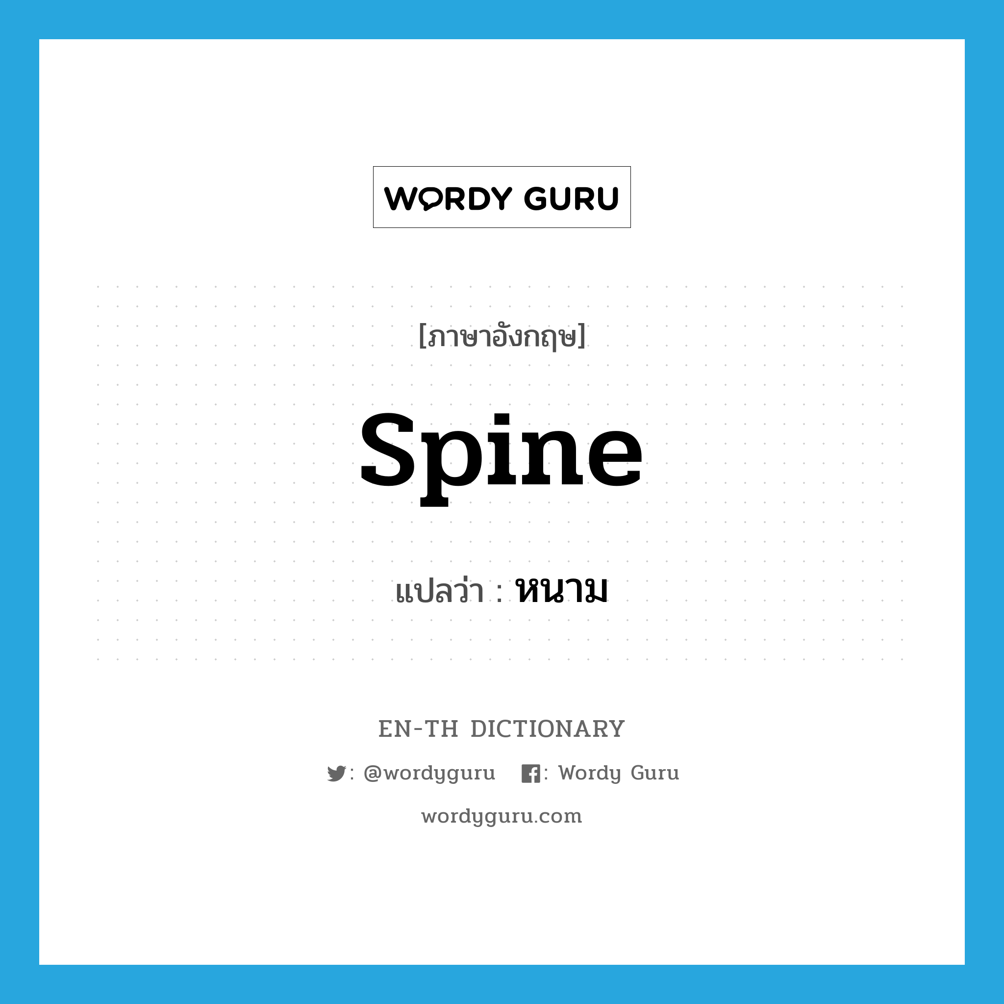 spine แปลว่า?, คำศัพท์ภาษาอังกฤษ spine แปลว่า หนาม ประเภท N หมวด N