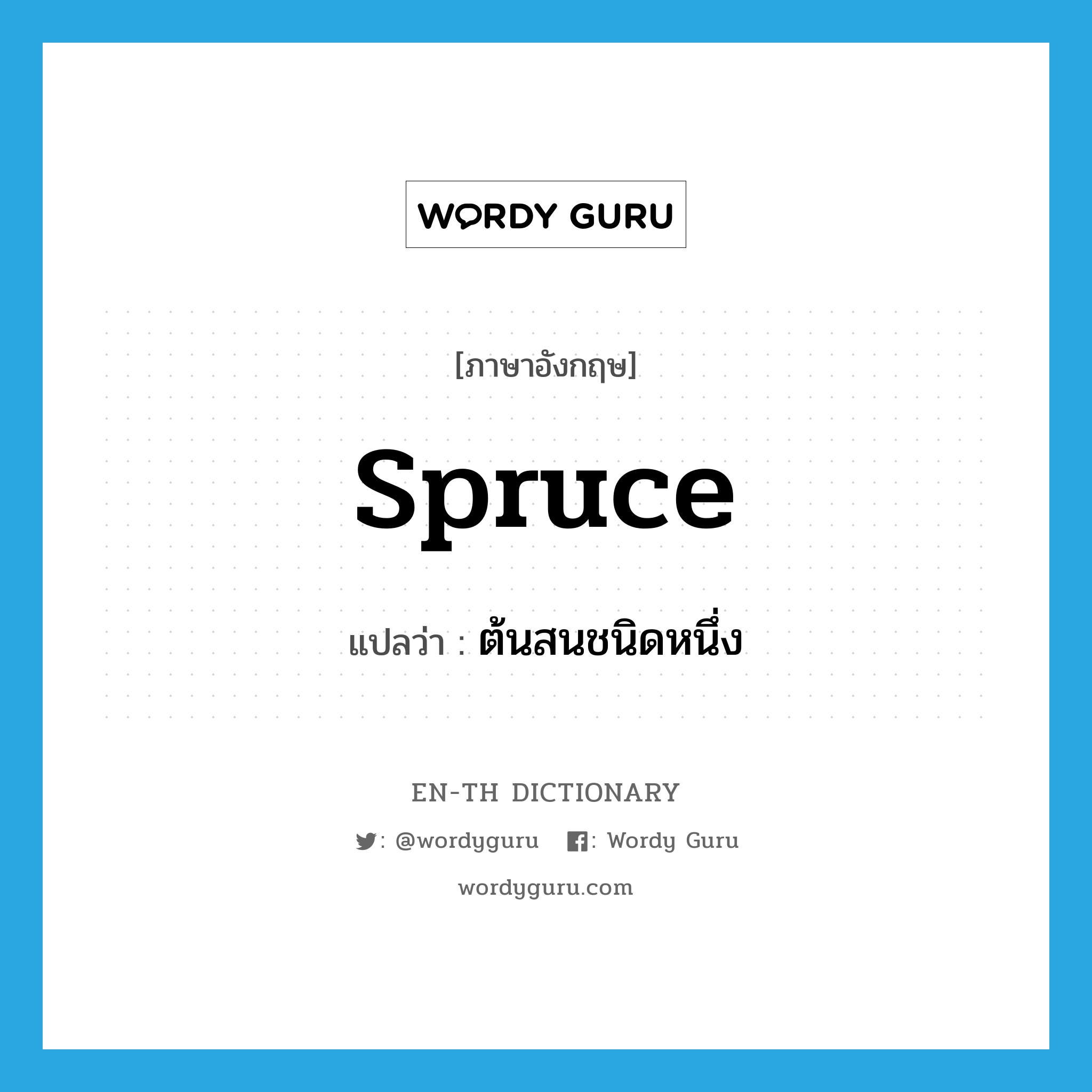 spruce แปลว่า?, คำศัพท์ภาษาอังกฤษ spruce แปลว่า ต้นสนชนิดหนึ่ง ประเภท N หมวด N