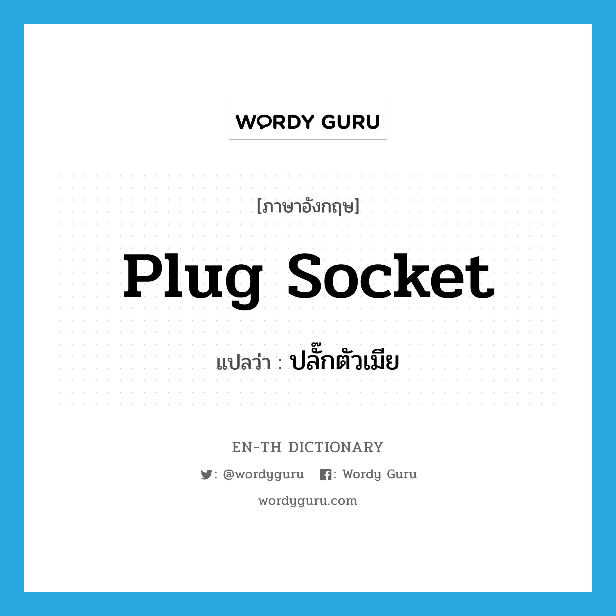 plug socket แปลว่า?, คำศัพท์ภาษาอังกฤษ plug socket แปลว่า ปลั๊กตัวเมีย ประเภท N หมวด N