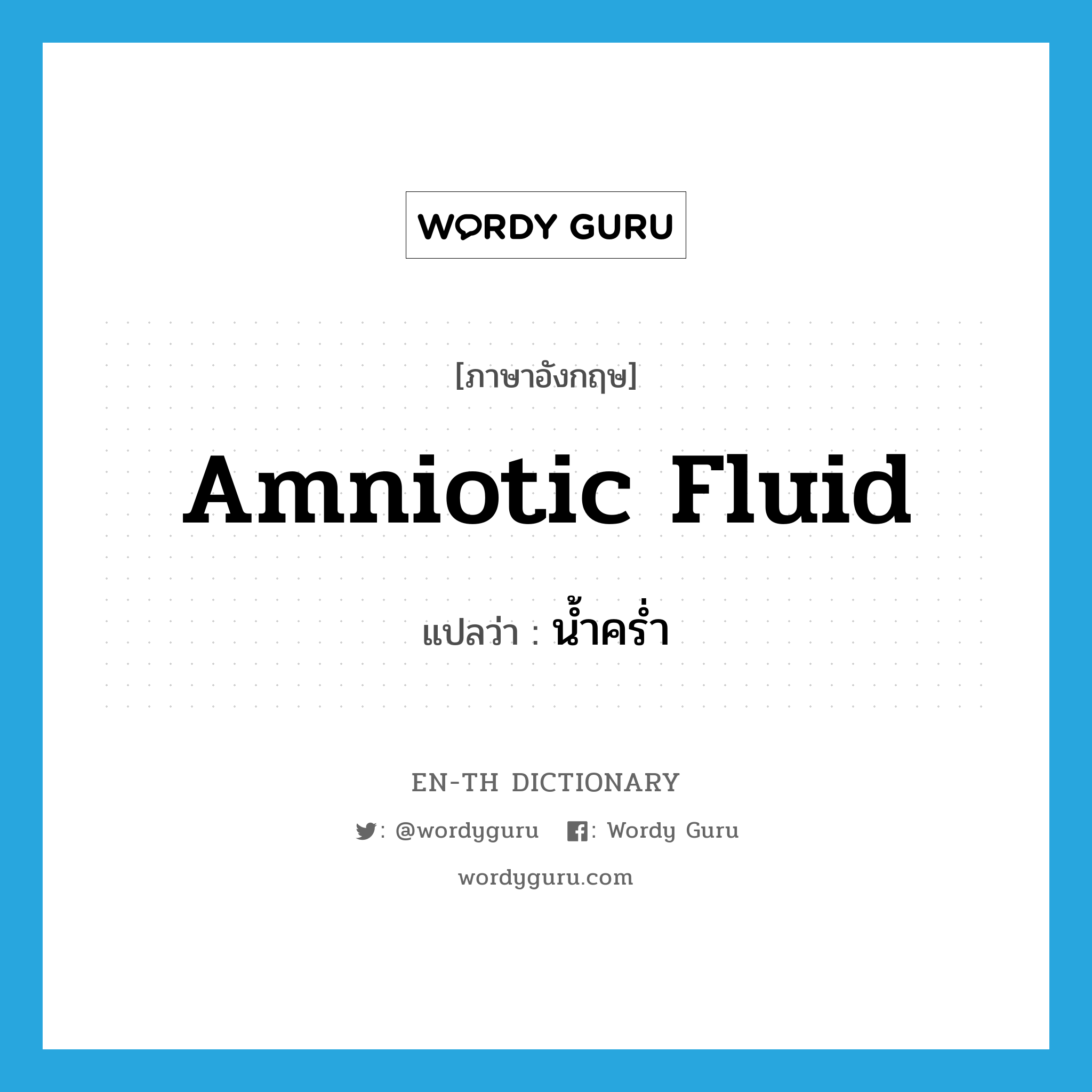 amniotic fluid แปลว่า?, คำศัพท์ภาษาอังกฤษ amniotic fluid แปลว่า น้ำคร่ำ ประเภท N หมวด N