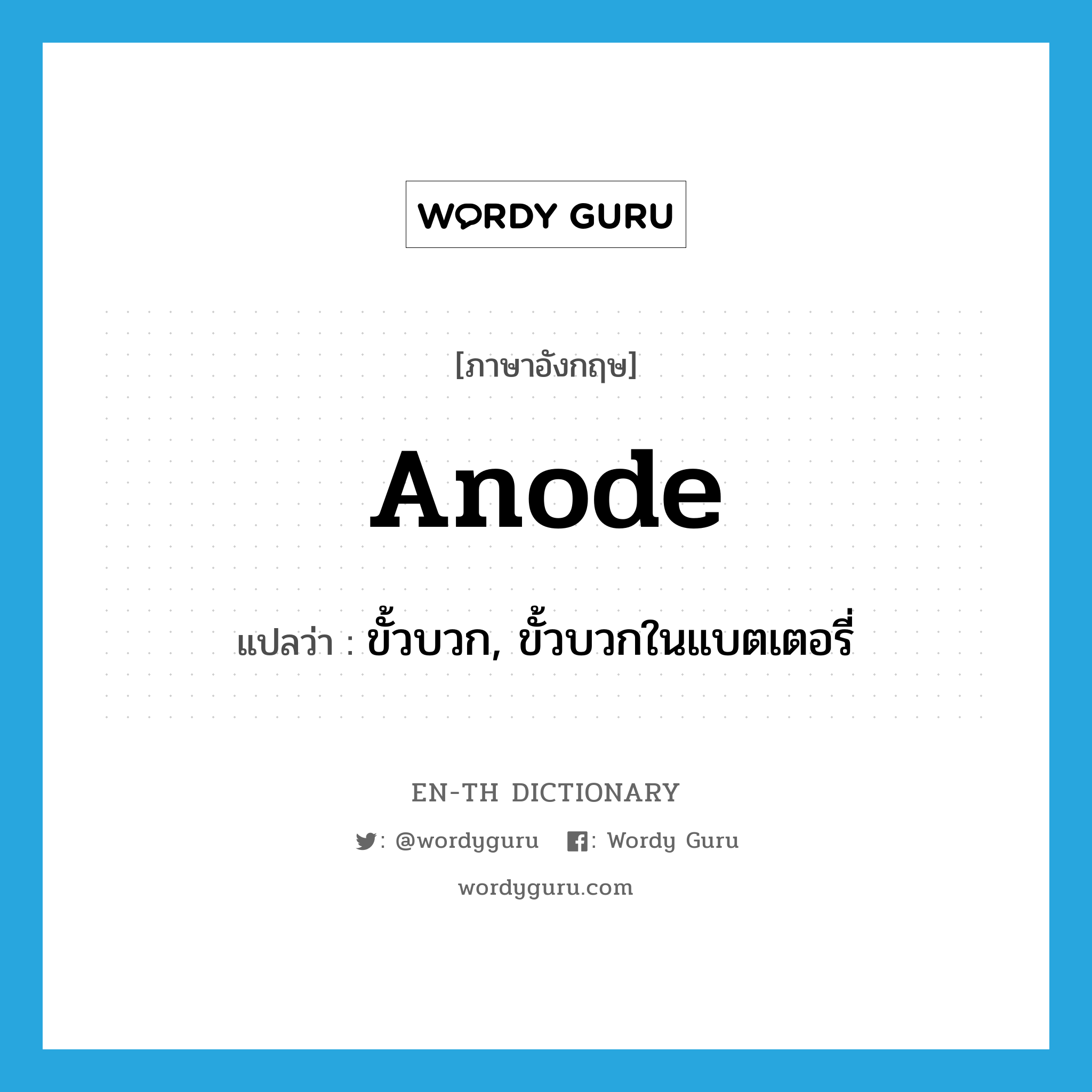 anode แปลว่า?, คำศัพท์ภาษาอังกฤษ anode แปลว่า ขั้วบวก, ขั้วบวกในแบตเตอรี่ ประเภท N หมวด N