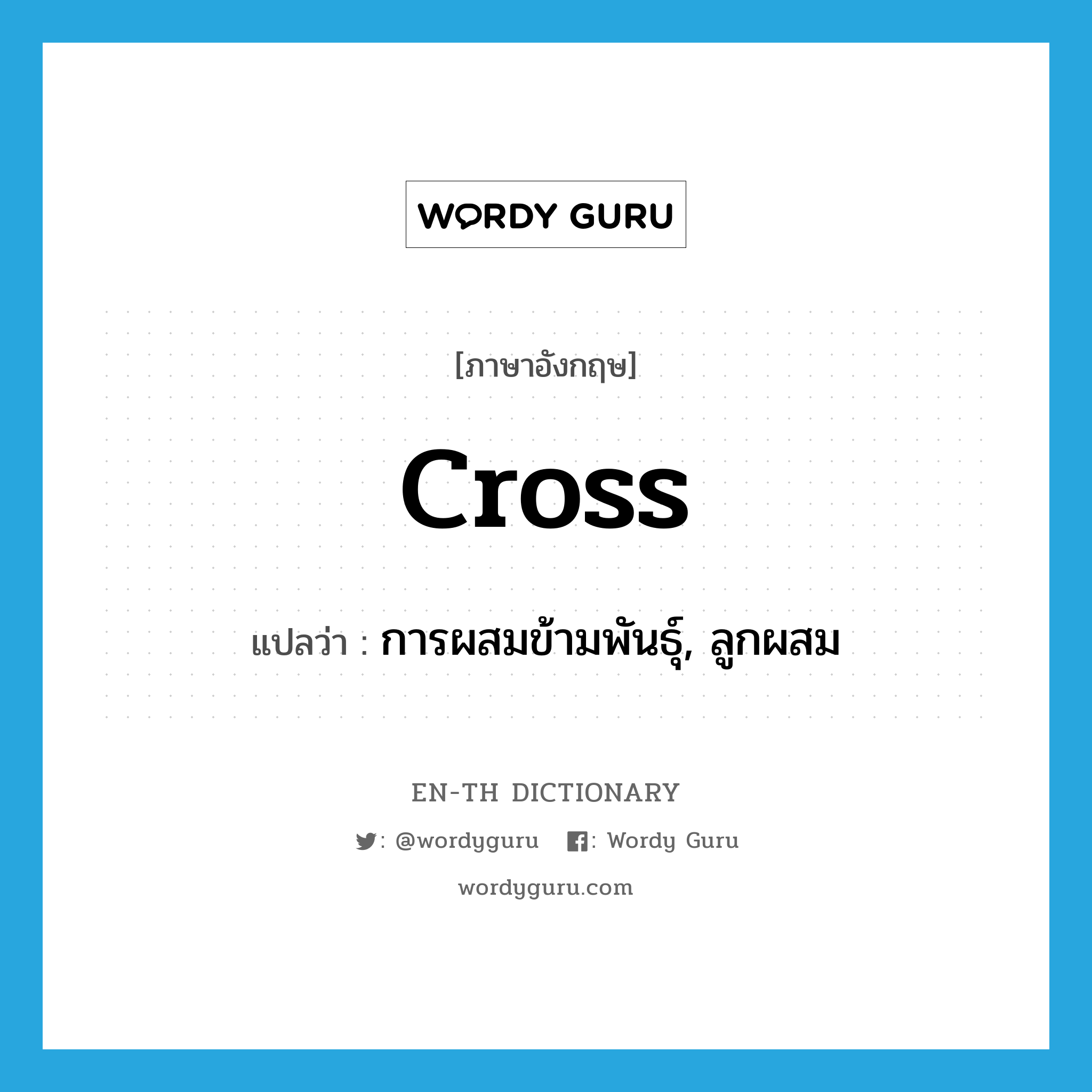 cross แปลว่า?, คำศัพท์ภาษาอังกฤษ cross แปลว่า การผสมข้ามพันธุ์, ลูกผสม ประเภท N หมวด N