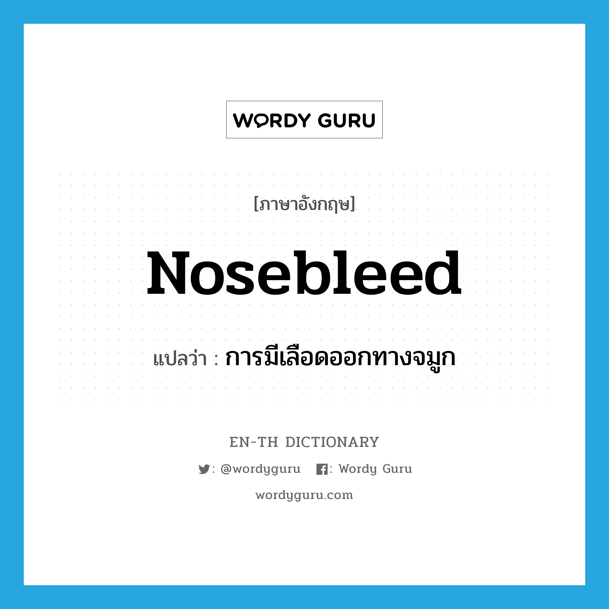 nosebleed แปลว่า?, คำศัพท์ภาษาอังกฤษ nosebleed แปลว่า การมีเลือดออกทางจมูก ประเภท N หมวด N