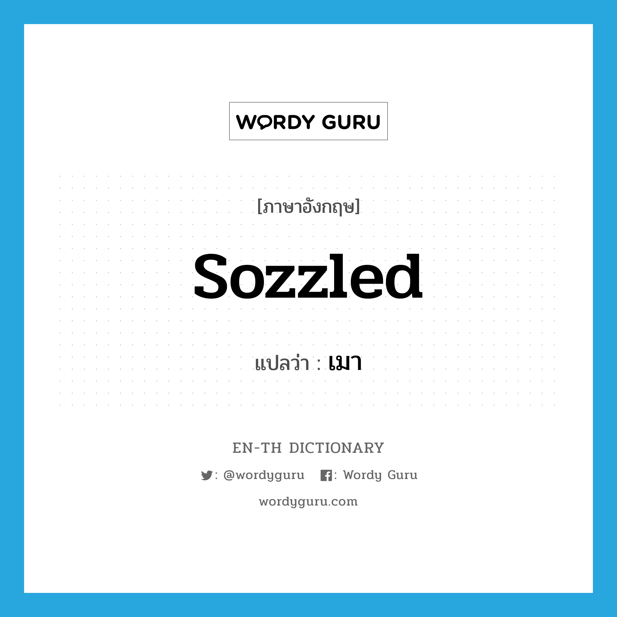 sozzled แปลว่า?, คำศัพท์ภาษาอังกฤษ sozzled แปลว่า เมา ประเภท ADJ หมวด ADJ