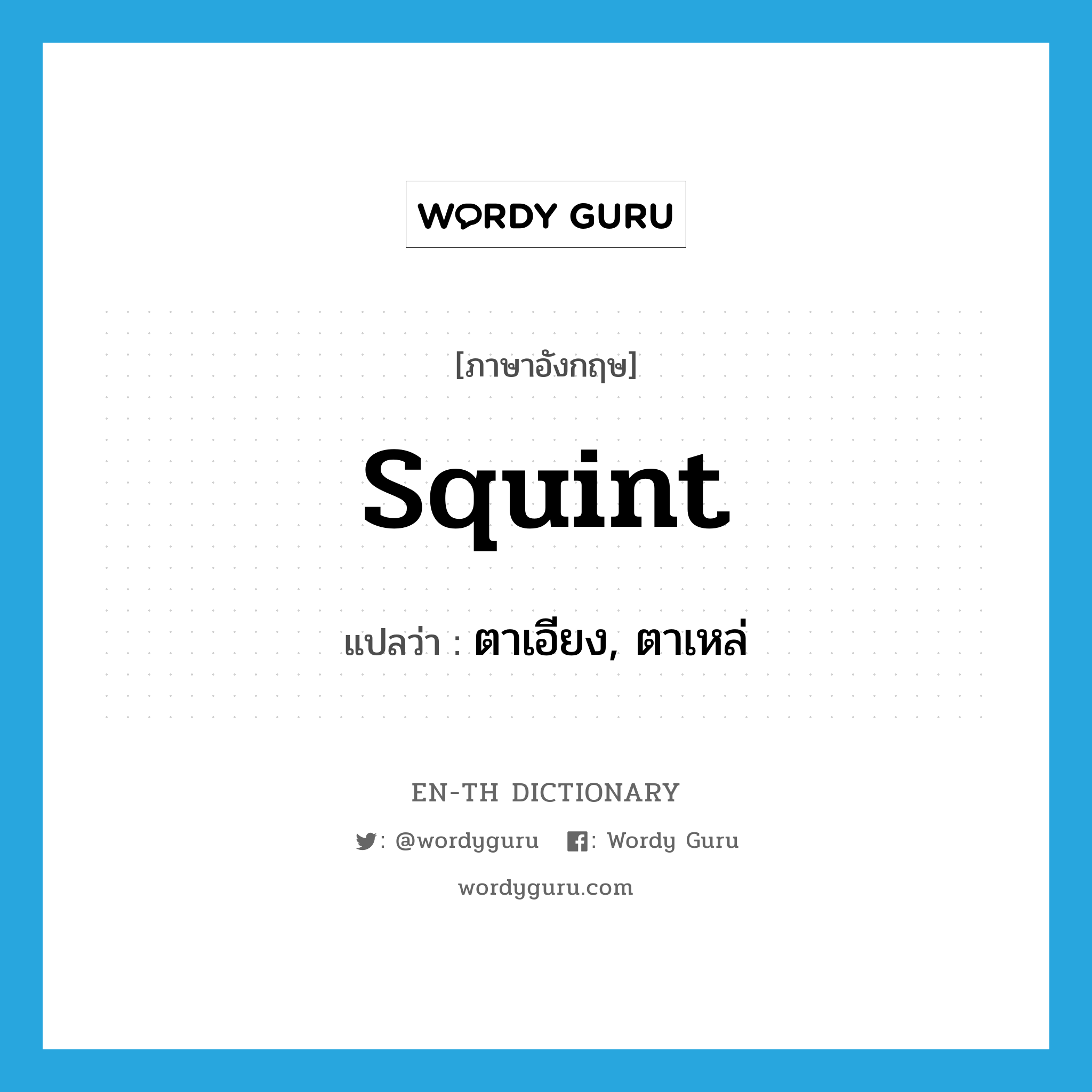 squint แปลว่า?, คำศัพท์ภาษาอังกฤษ squint แปลว่า ตาเอียง, ตาเหล่ ประเภท VI หมวด VI