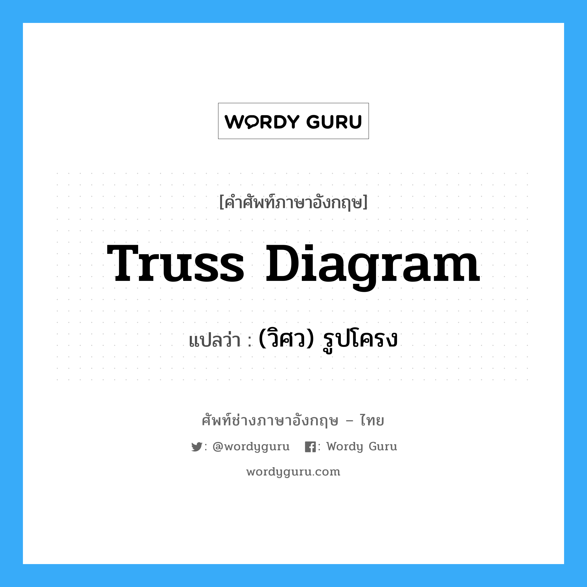 truss diagram แปลว่า?, คำศัพท์ช่างภาษาอังกฤษ - ไทย truss diagram คำศัพท์ภาษาอังกฤษ truss diagram แปลว่า (วิศว) รูปโครง