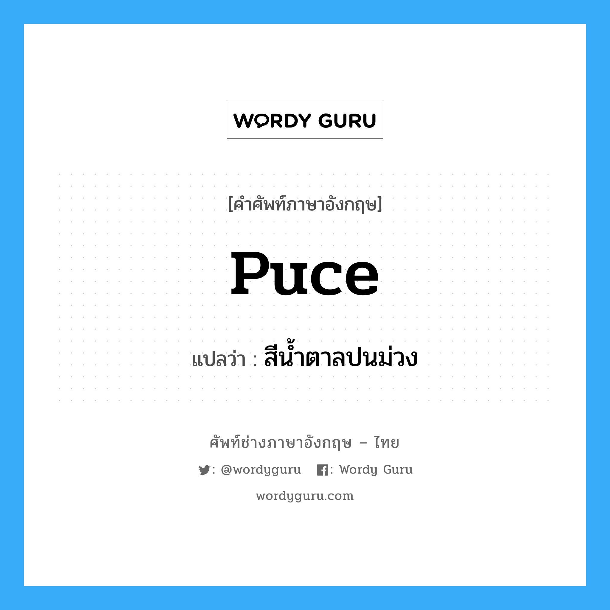 puce แปลว่า?, คำศัพท์ช่างภาษาอังกฤษ - ไทย puce คำศัพท์ภาษาอังกฤษ puce แปลว่า สีน้ำตาลปนม่วง