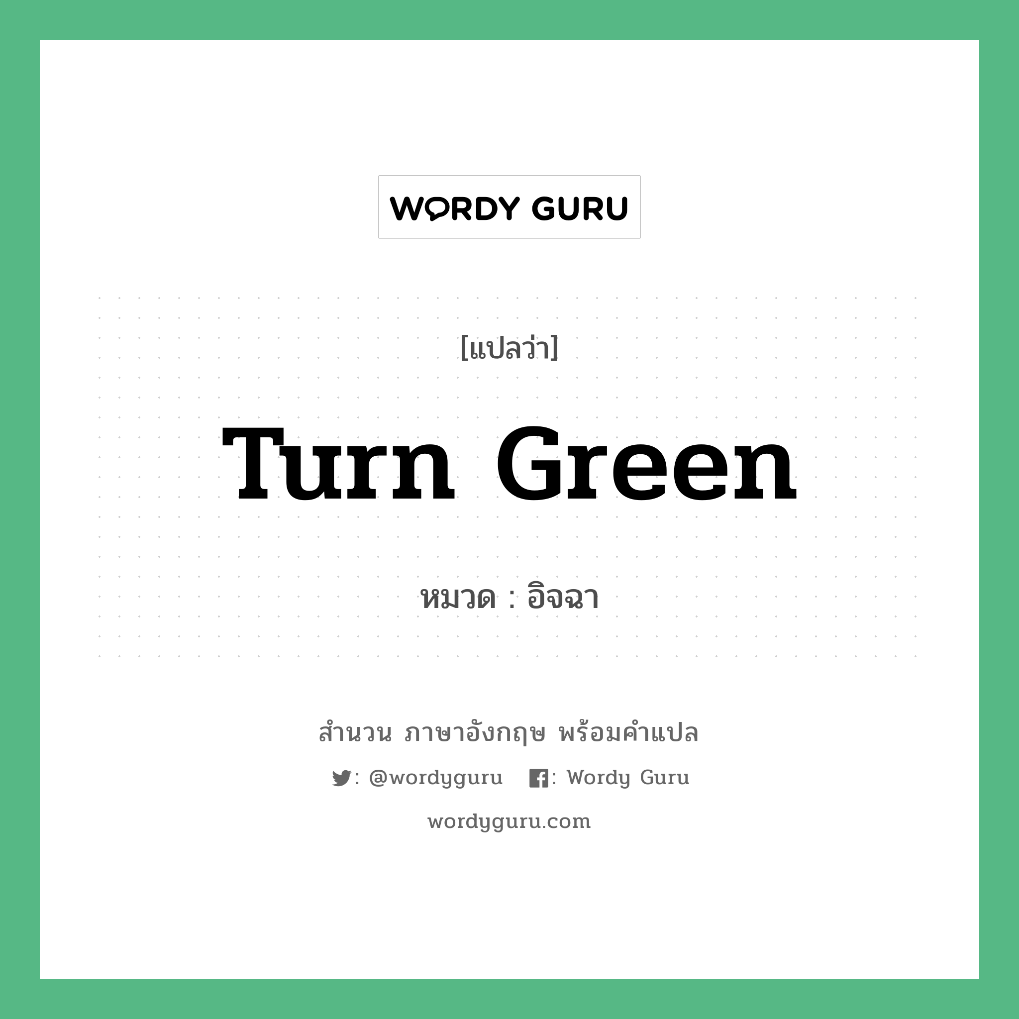 turn green แปลว่า?, สำนวนภาษาอังกฤษ turn green หมวด อิจฉา