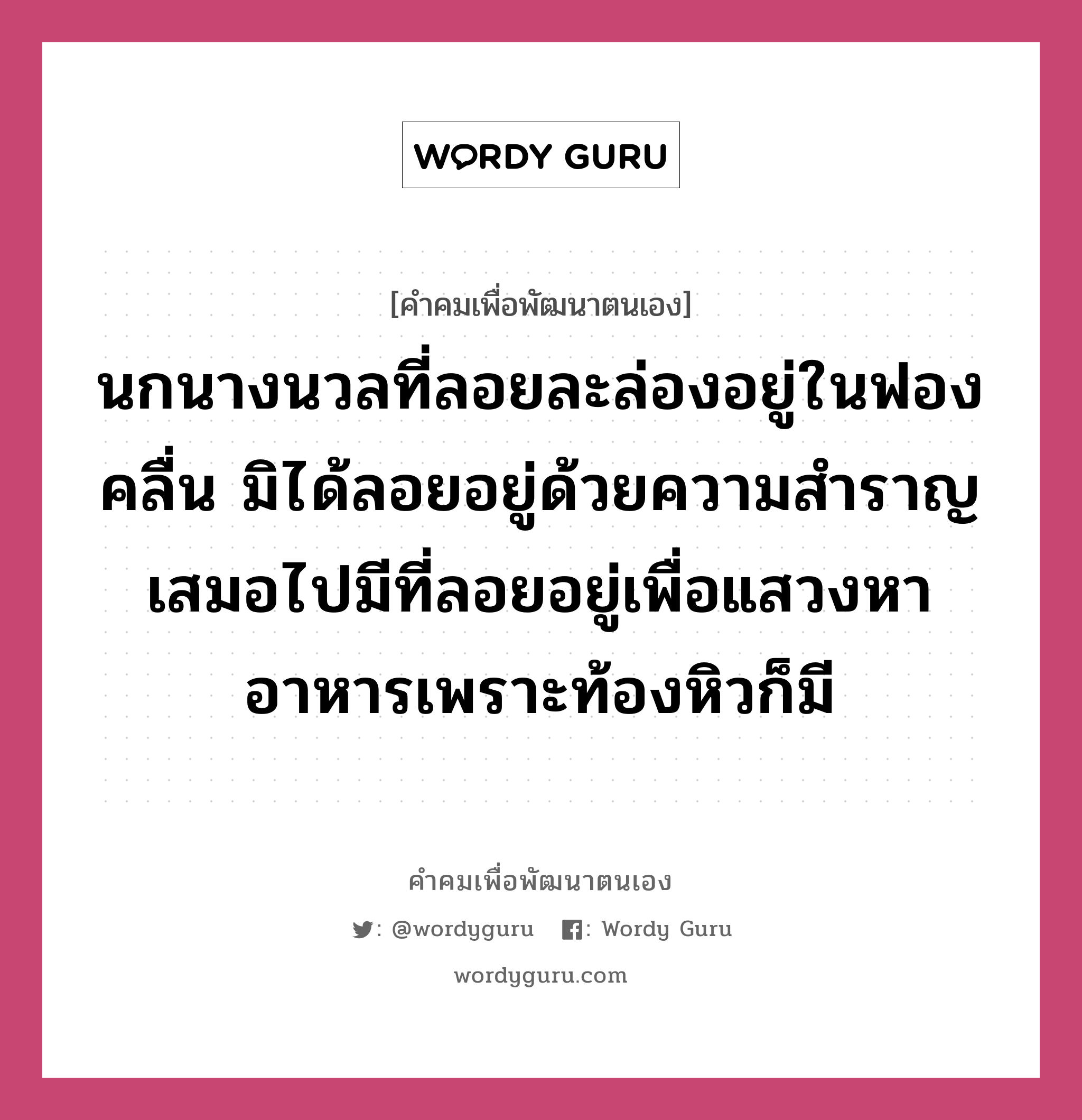 นกนางนวลที่ลอยละล่องอยู่ในฟองคลื่น มิได้ลอยอยู่ด้วยความสำราญเสมอไปมีที่ลอยอยู่เพื่อแสวงหาอาหารเพราะท้องหิวก็มี, คำคมเพื่อพัฒนาตนเอง นกนางนวลที่ลอยละล่องอยู่ในฟองคลื่น มิได้ลอยอยู่ด้วยความสำราญเสมอไปมีที่ลอยอยู่เพื่อแสวงหาอาหารเพราะท้องหิวก็มี