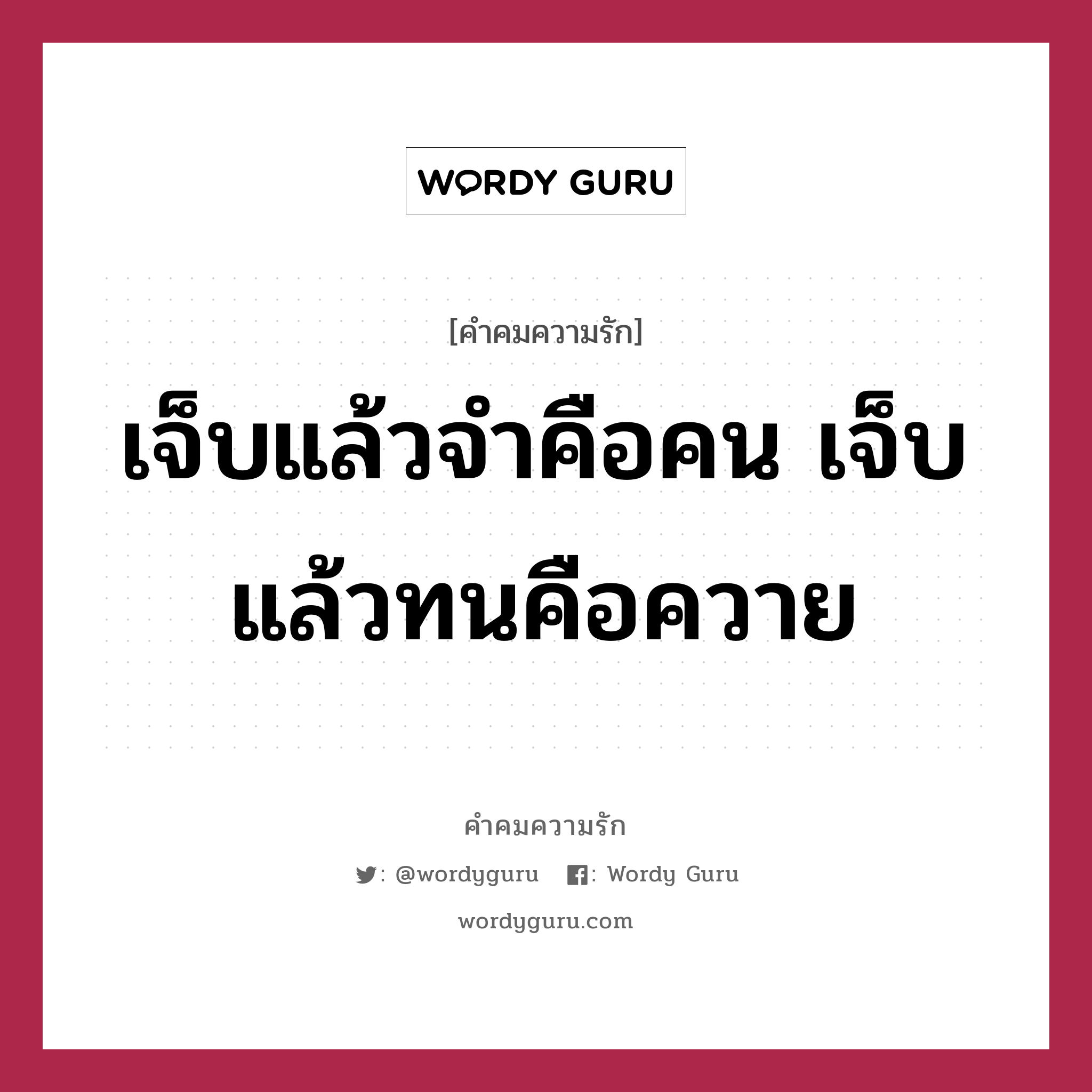 เจ็บแล้วจำคือคน เจ็บแล้วทนคือควาย, คำคมความรัก เจ็บแล้วจำคือคน เจ็บแล้วทนคือควาย