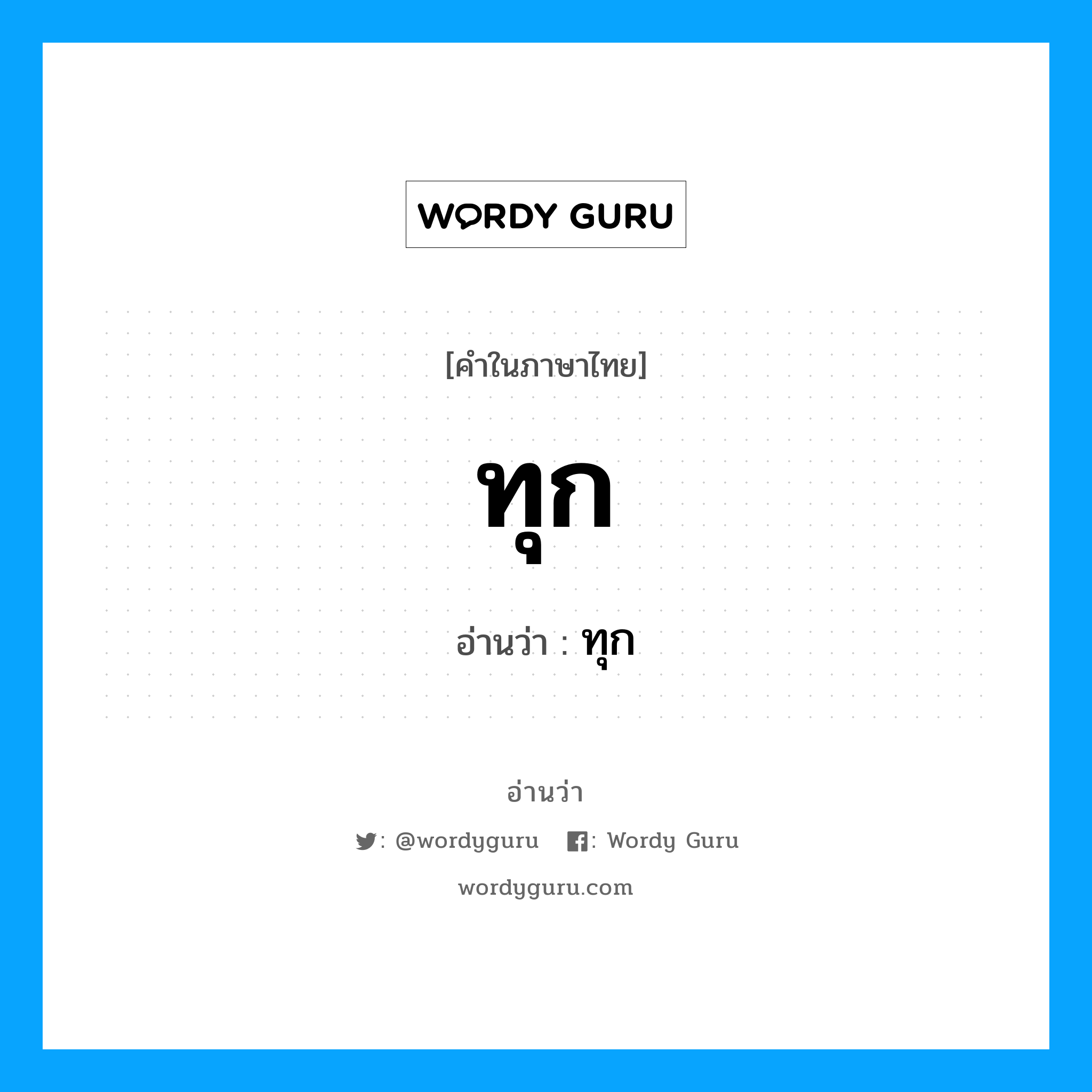 ทุก เป็นคำอ่านของคำไหน?, คำในภาษาไทย ทุก อ่านว่า ทุก