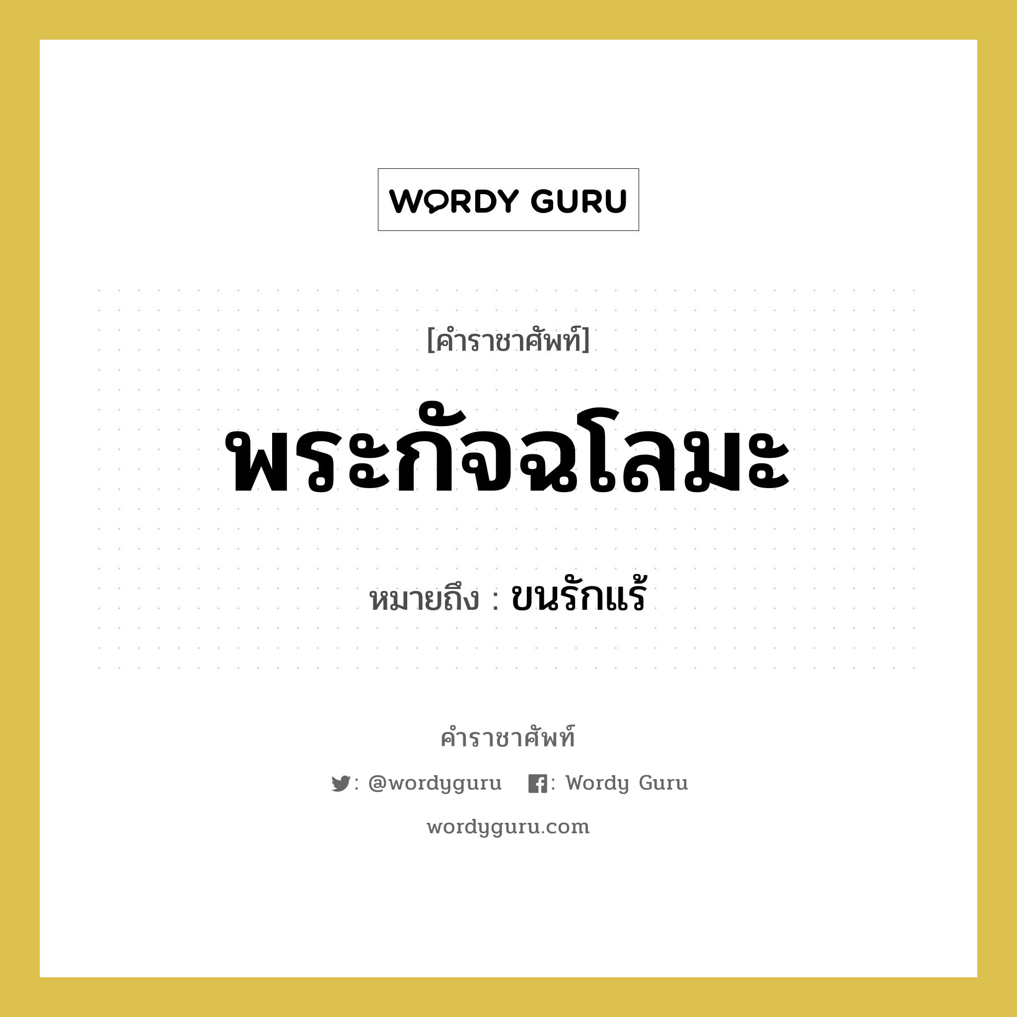 พระกัจฉโลมะ หมายถึงอะไร?, คำราชาศัพท์ พระกัจฉโลมะ หมายถึง ขนรักแร้ หมวดหมู่ ร่างกาย หมวด ร่างกาย