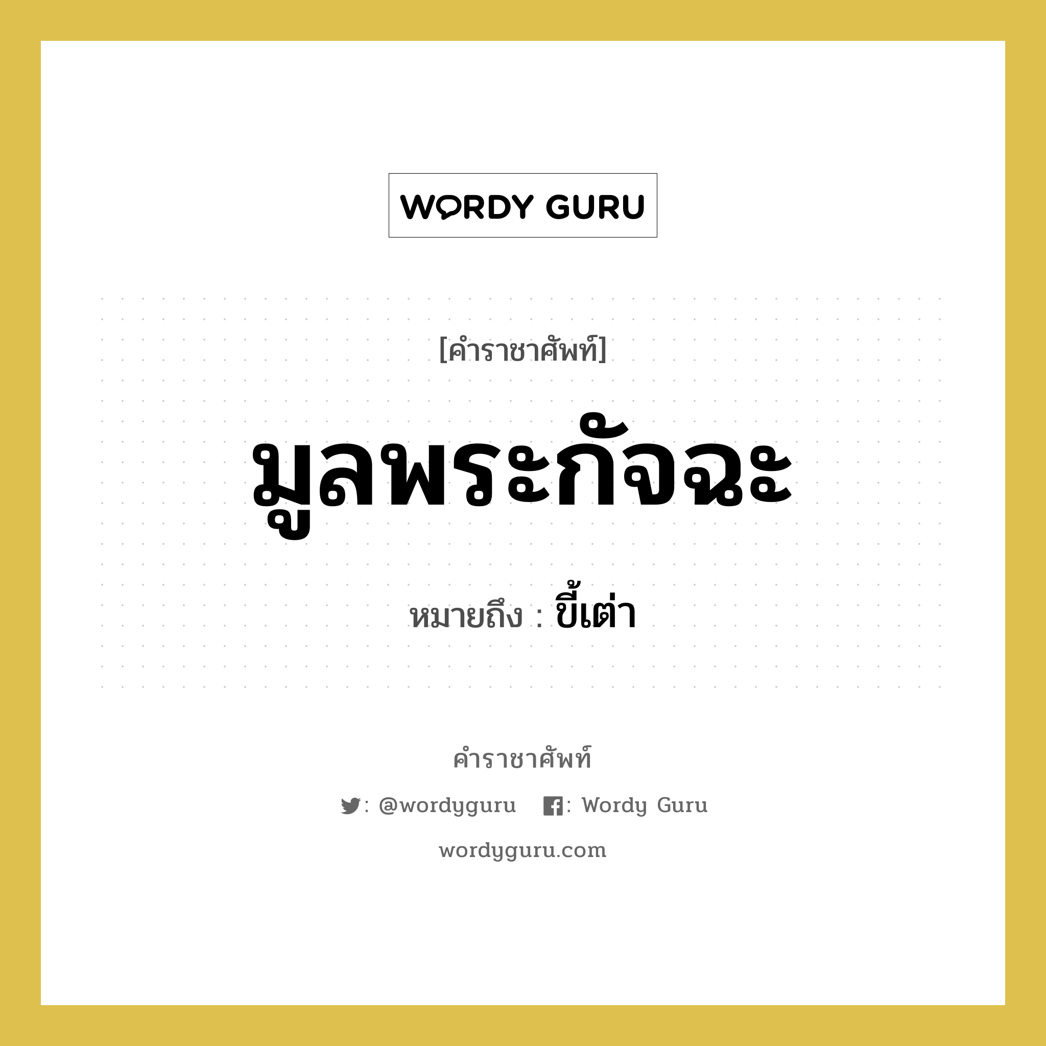 มูลพระกัจฉะ หมายถึงอะไร?, คำราชาศัพท์ มูลพระกัจฉะ หมายถึง ขี้เต่า