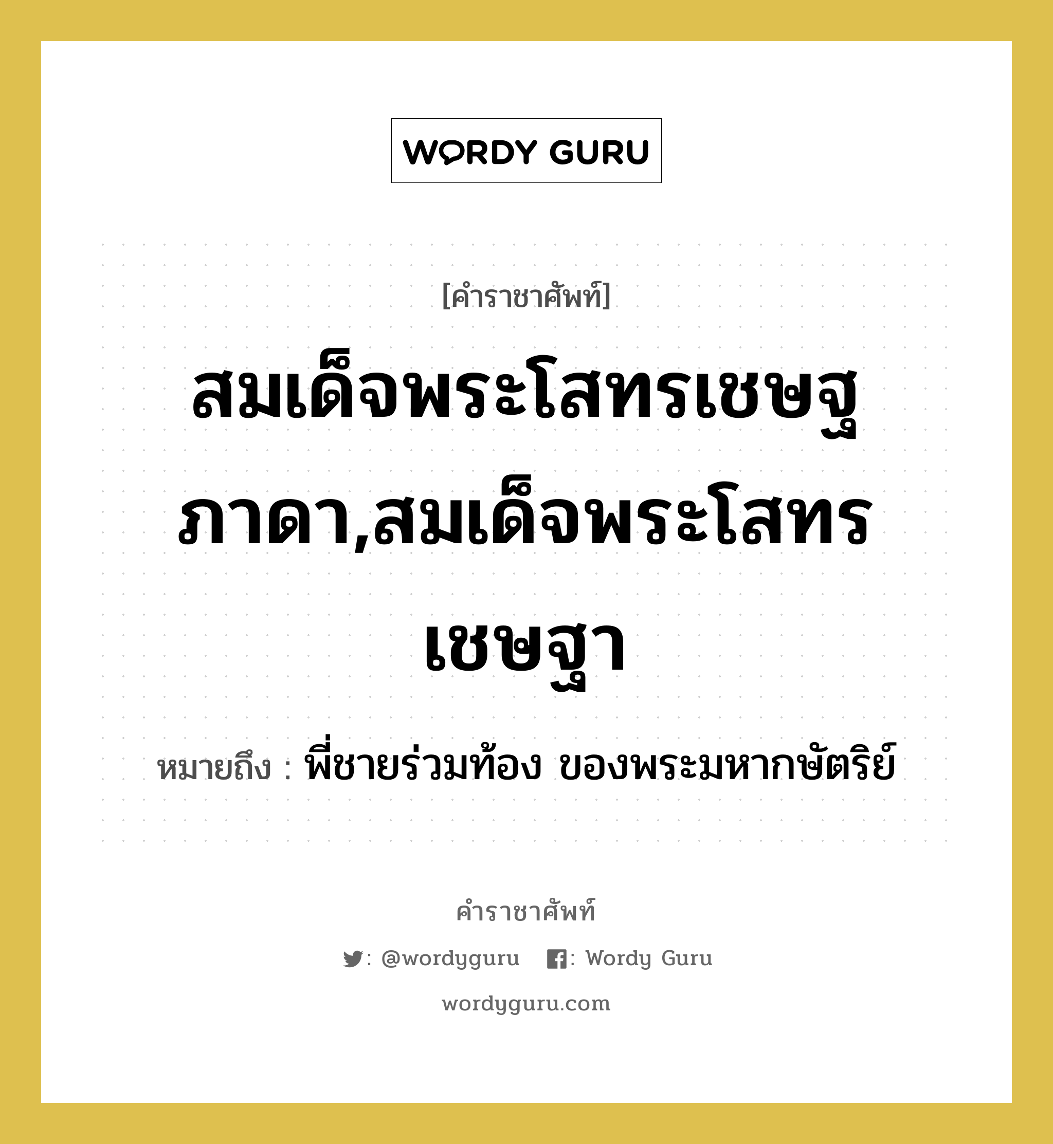 สมเด็จพระโสทรเชษฐภาดา,สมเด็จพระโสทรเชษฐา หมายถึงอะไร?, คำราชาศัพท์ สมเด็จพระโสทรเชษฐภาดา,สมเด็จพระโสทรเชษฐา หมายถึง พี่ชายร่วมท้อง ของพระมหากษัตริย์