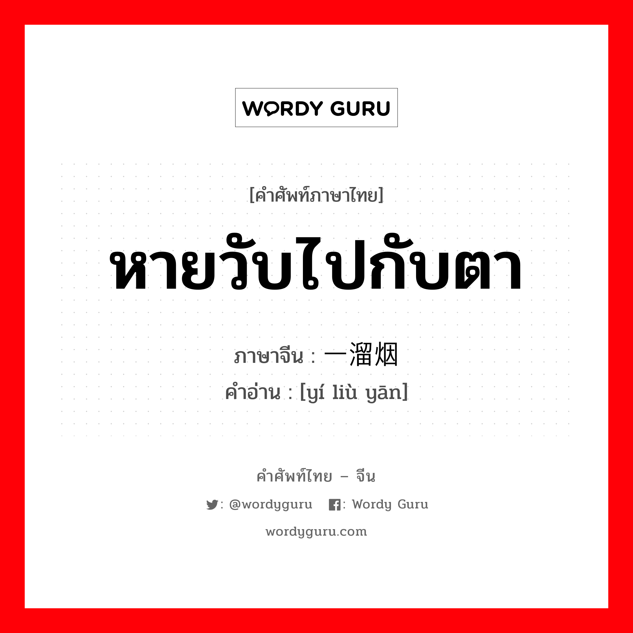 หายวับไปกับตา ภาษาจีนคืออะไร, คำศัพท์ภาษาไทย - จีน หายวับไปกับตา ภาษาจีน 一溜烟 คำอ่าน [yí liù yān]