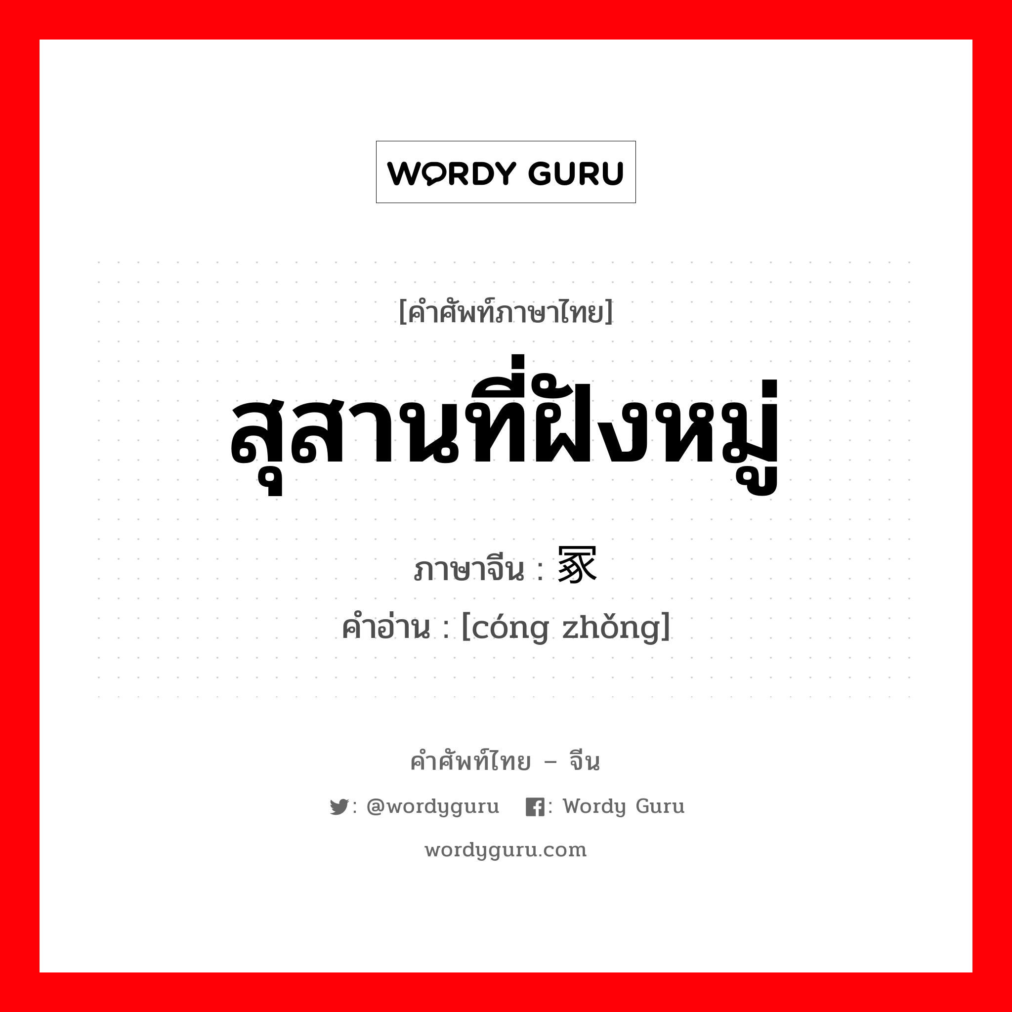 สุสานที่ฝังหมู่ ภาษาจีนคืออะไร, คำศัพท์ภาษาไทย - จีน สุสานที่ฝังหมู่ ภาษาจีน 丛冢 คำอ่าน [cóng zhǒng]