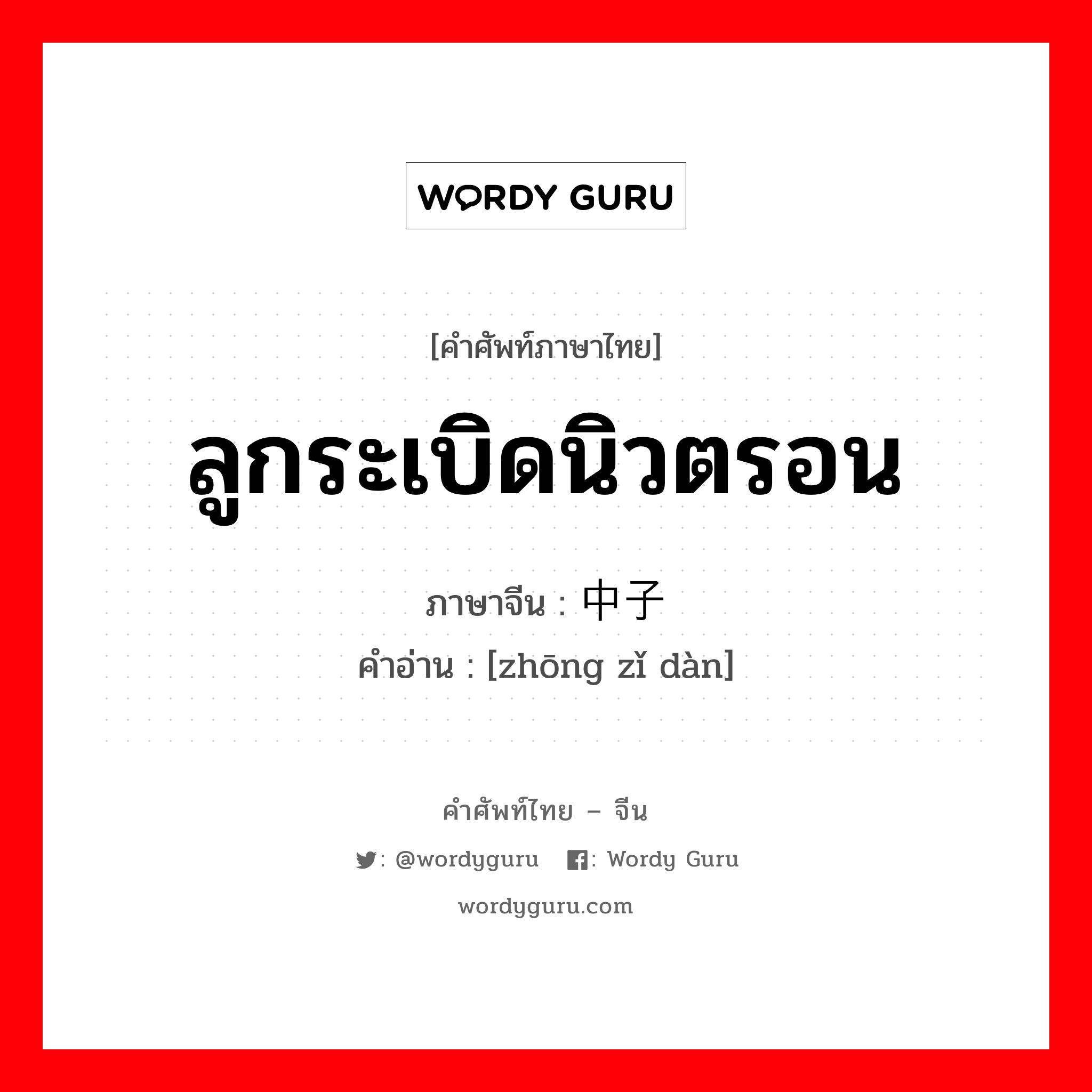 ลูกระเบิดนิวตรอน ภาษาจีนคืออะไร, คำศัพท์ภาษาไทย - จีน ลูกระเบิดนิวตรอน ภาษาจีน 中子弹 คำอ่าน [zhōng zǐ dàn]