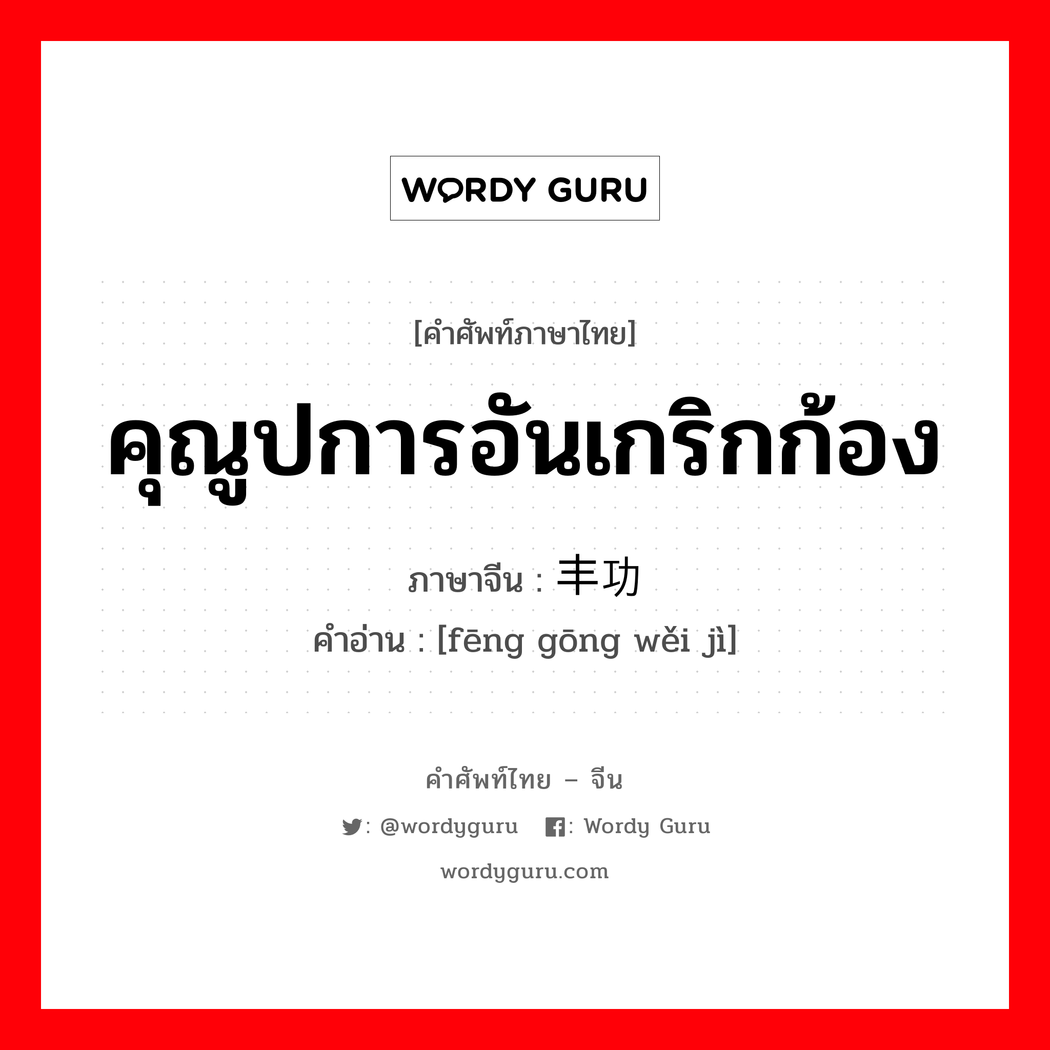 คุณูปการอันเกริกก้อง ภาษาจีนคืออะไร, คำศัพท์ภาษาไทย - จีน คุณูปการอันเกริกก้อง ภาษาจีน 丰功伟绩 คำอ่าน [fēng gōng wěi jì]