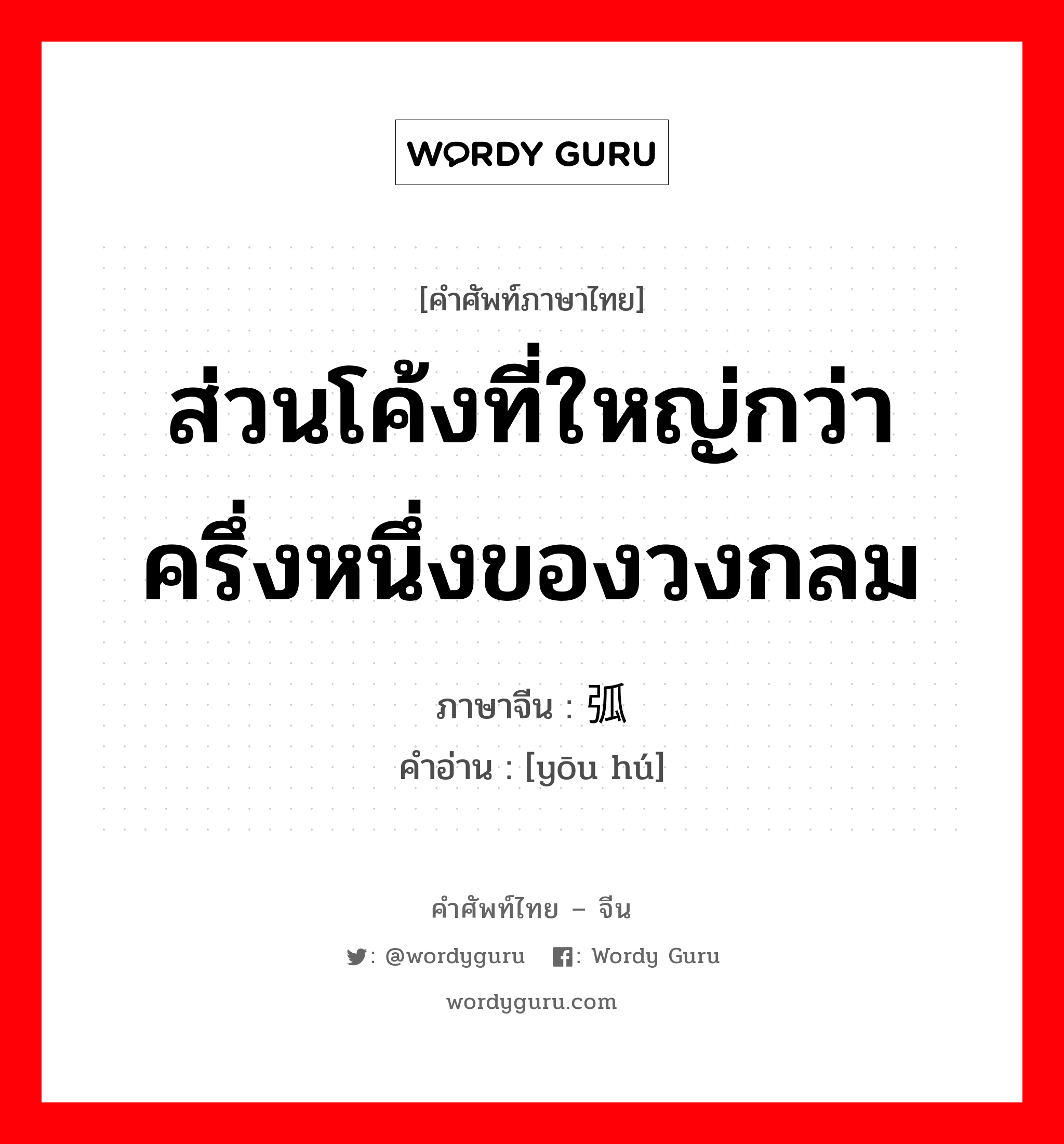 ส่วนโค้งที่ใหญ่กว่าครึ่งหนึ่งของวงกลม ภาษาจีนคืออะไร, คำศัพท์ภาษาไทย - จีน ส่วนโค้งที่ใหญ่กว่าครึ่งหนึ่งของวงกลม ภาษาจีน 优弧 คำอ่าน [yōu hú]