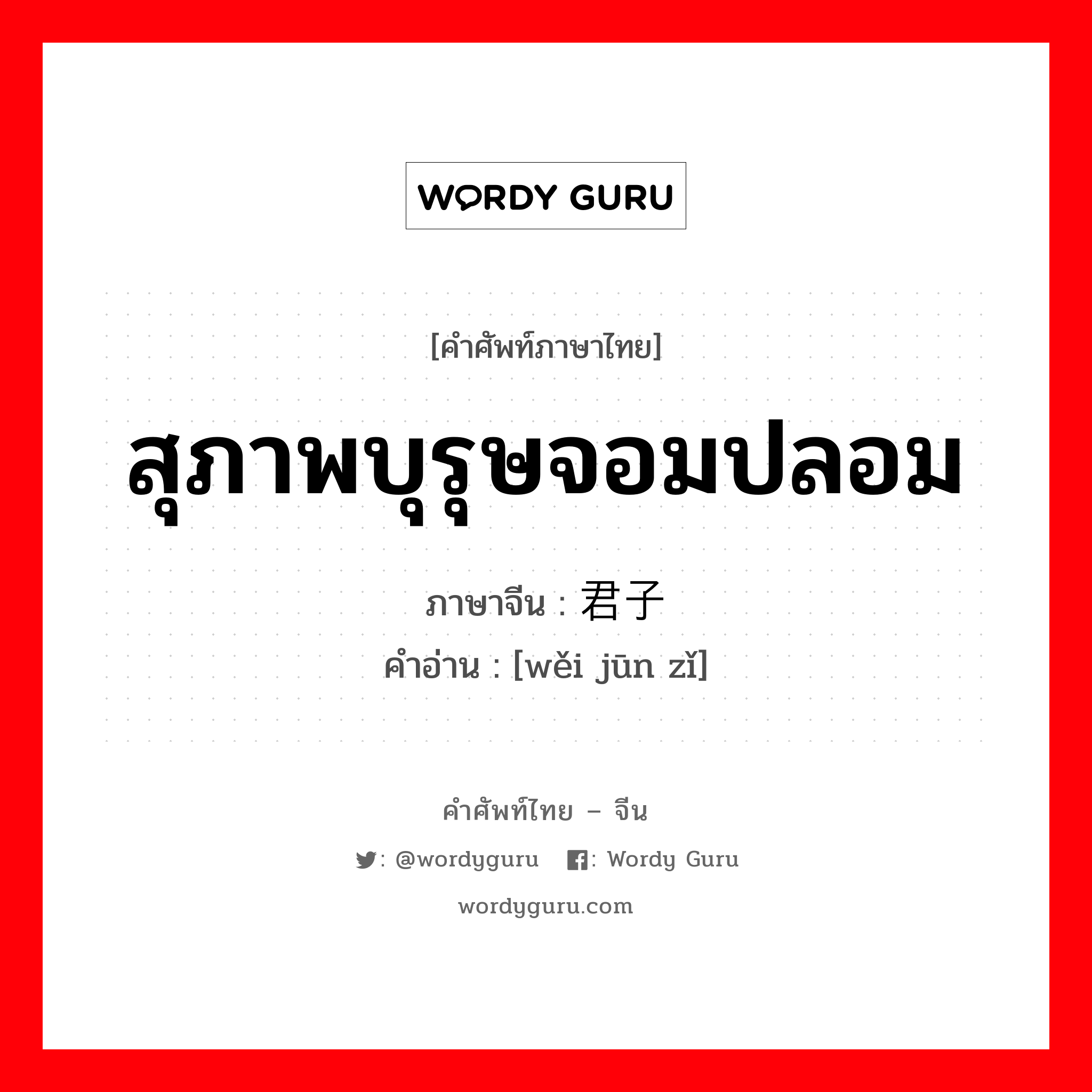 สุภาพบุรุษจอมปลอม ภาษาจีนคืออะไร, คำศัพท์ภาษาไทย - จีน สุภาพบุรุษจอมปลอม ภาษาจีน 伪君子 คำอ่าน [wěi jūn zǐ]