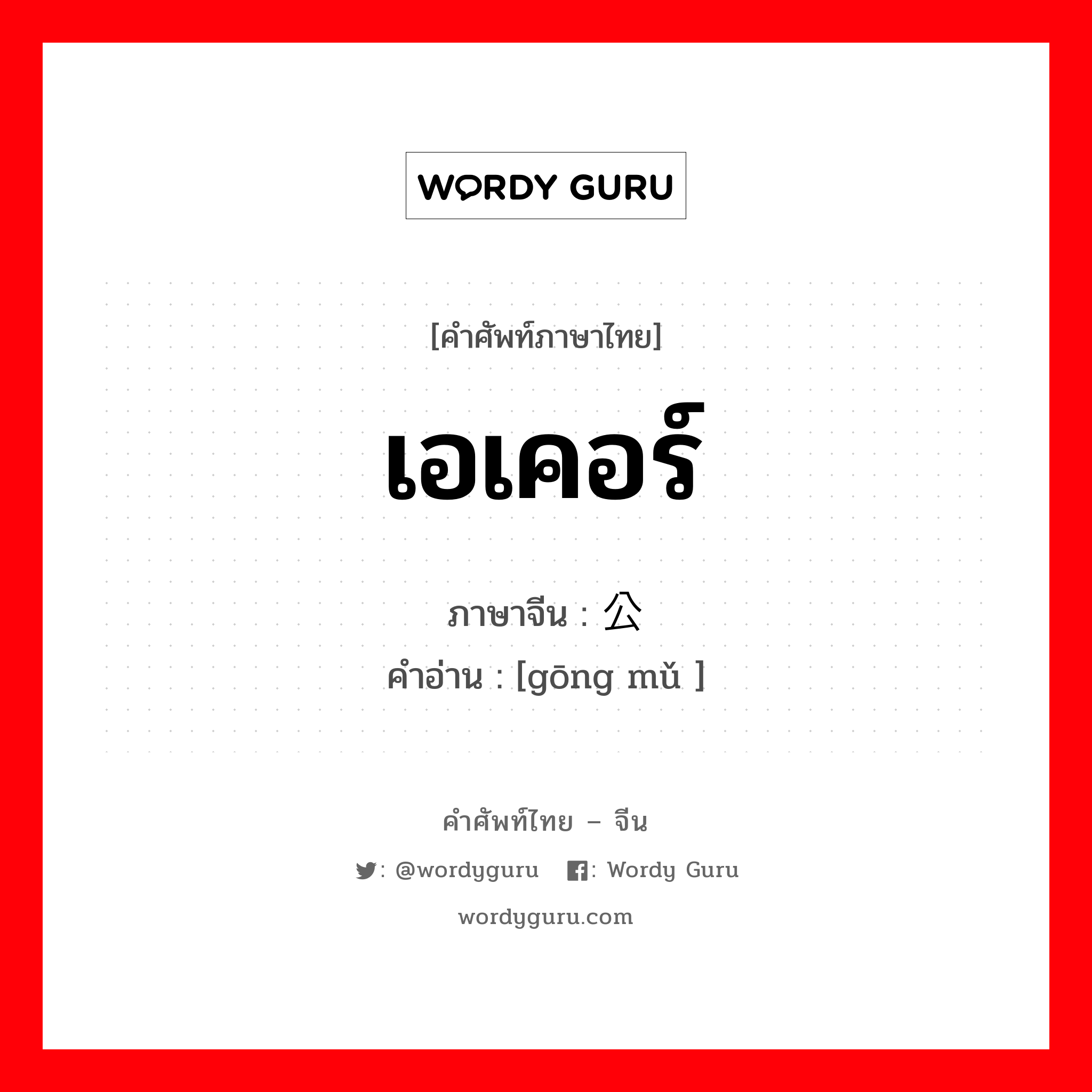 เอเคอร์ ภาษาจีนคืออะไร, คำศัพท์ภาษาไทย - จีน เอเคอร์ ภาษาจีน 公亩 คำอ่าน [gōng mǔ ]