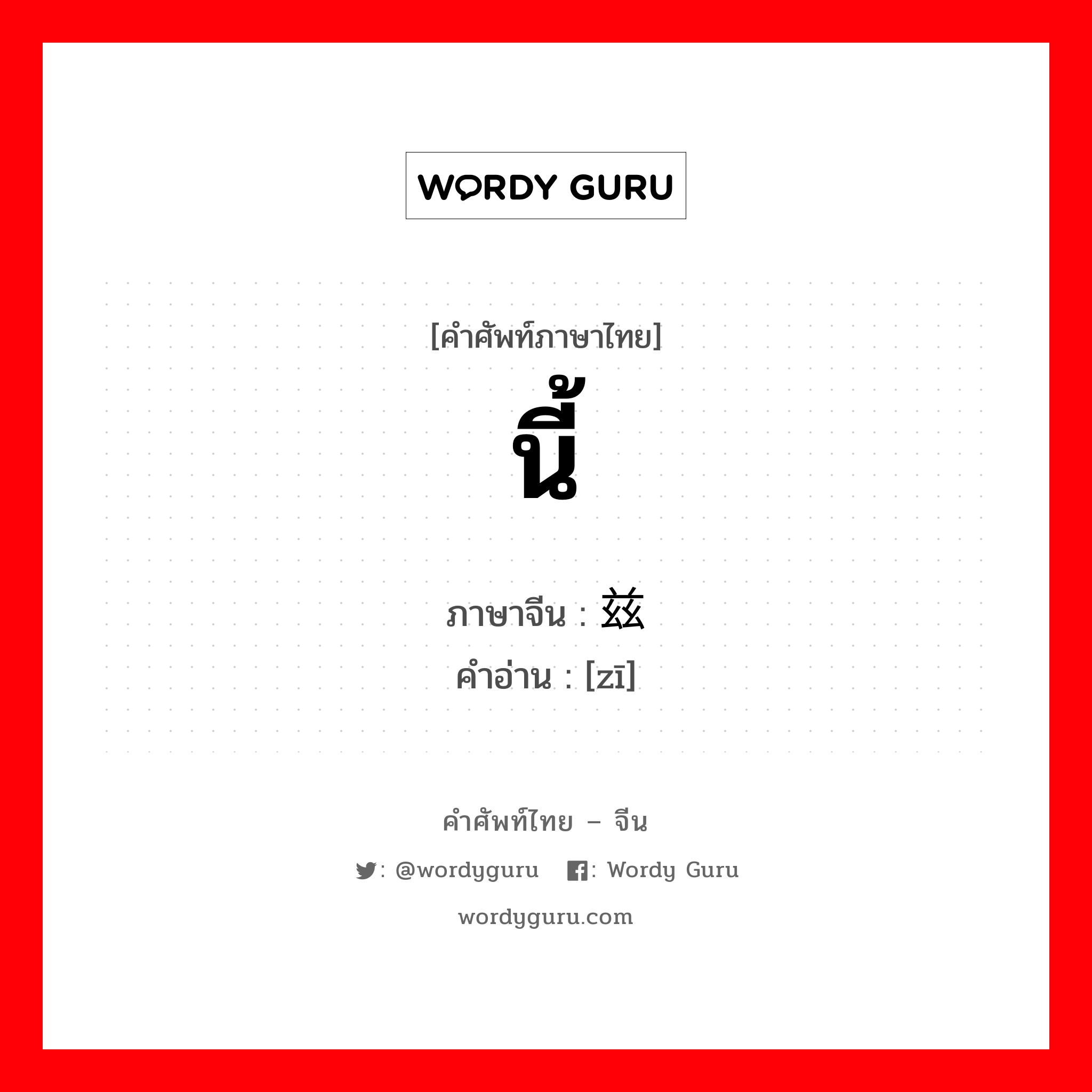 นี้ ภาษาจีนคืออะไร, คำศัพท์ภาษาไทย - จีน นี้ ภาษาจีน 兹 คำอ่าน [zī]